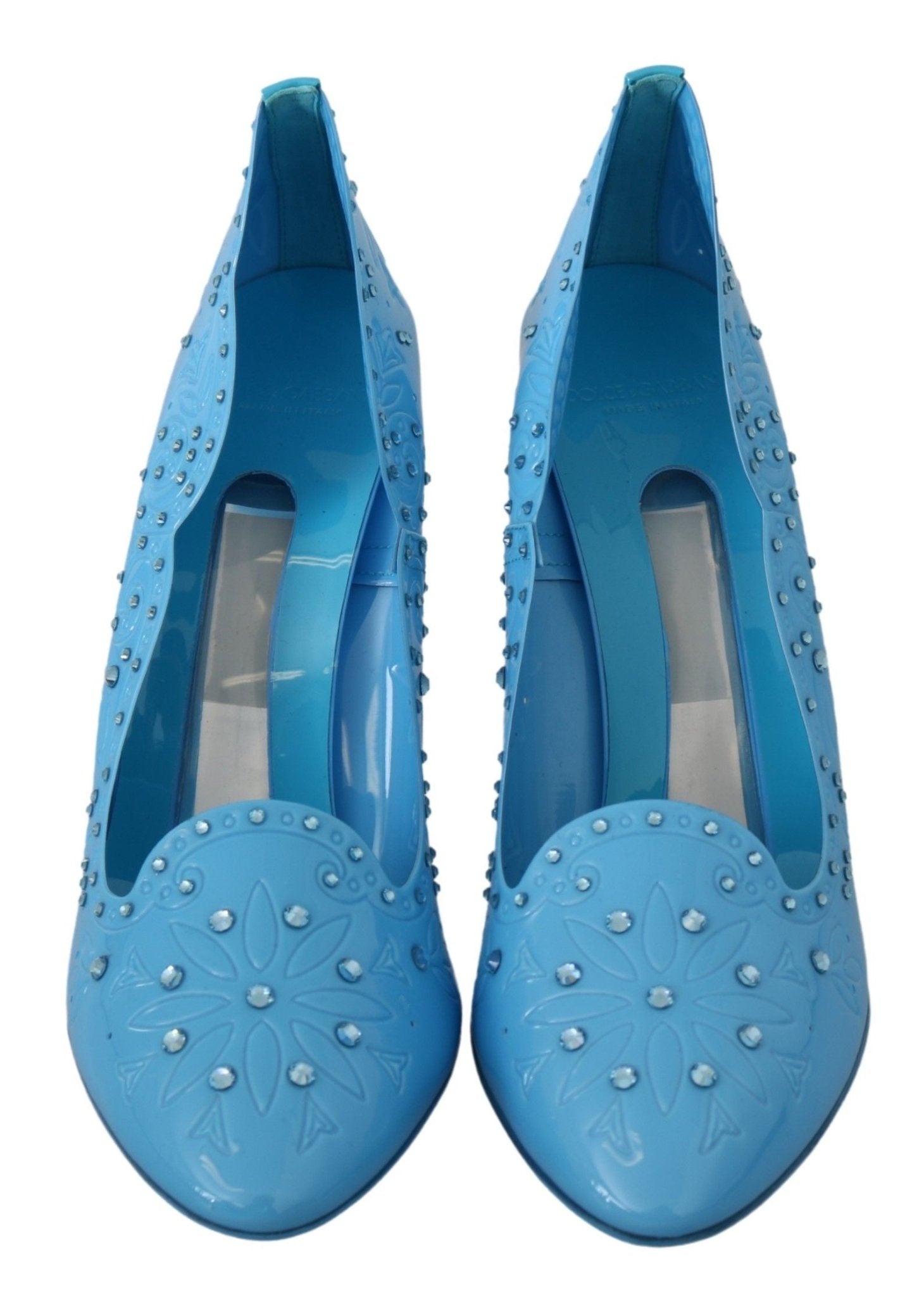 Dolce & Gabbana Blue Crystal Floral CINDERELLA Heels Shoes - Dani Dyers