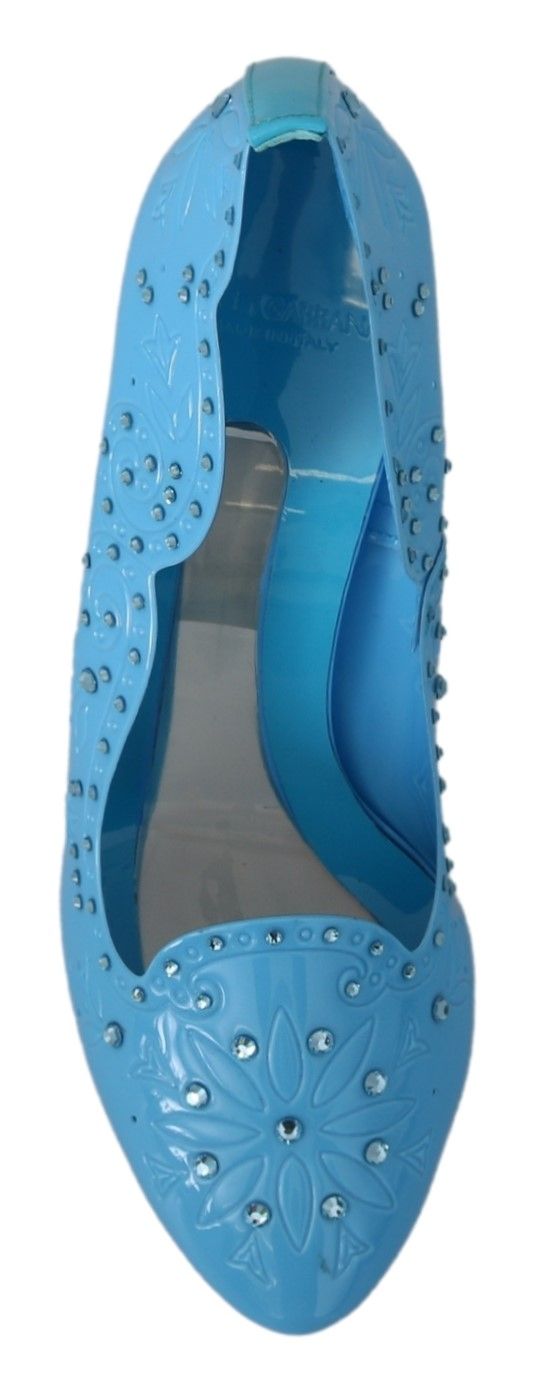 Dolce & Gabbana Blue Crystal Floral CINDERELLA Heels Shoes - Dani Dyers