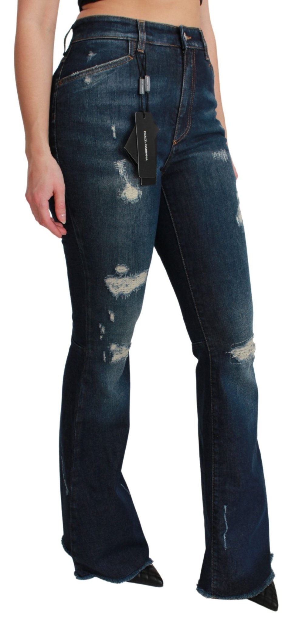 Dolce & Gabbana Blue Denim Cotton Stretch Flared Jeans - Dani Dyers
