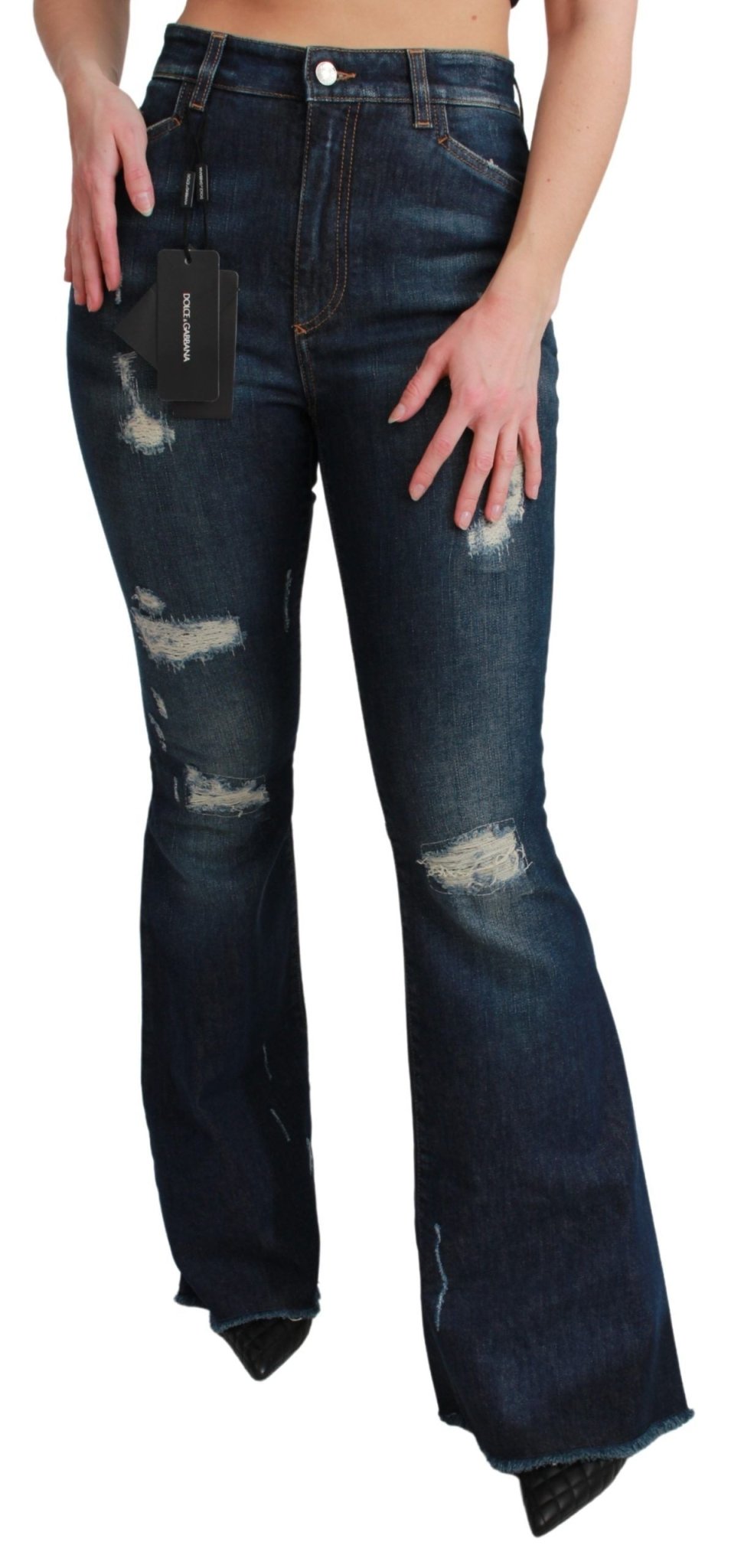 Dolce & Gabbana Blue Denim Cotton Stretch Flared Jeans - Dani Dyers