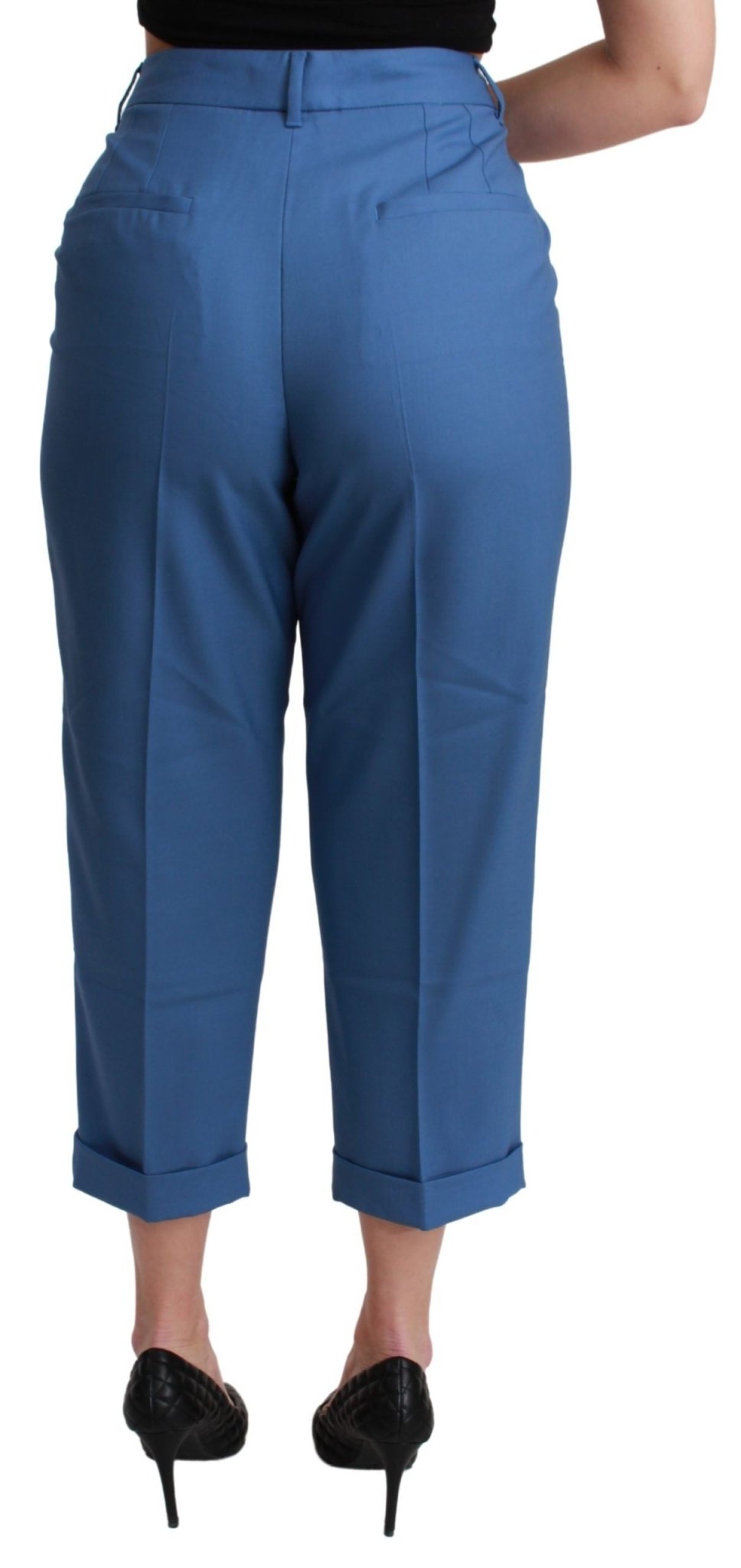 Dolce & Gabbana Blue Pleated Wool Cuffed Cropped Trouser Pants - Dani Dyers