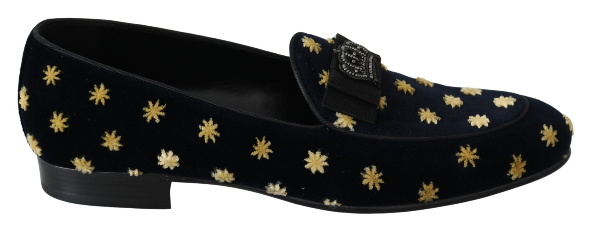 Dolce & Gabbana Blue Velvet Crown Slippers Loafers Shoes - Dani Dyers