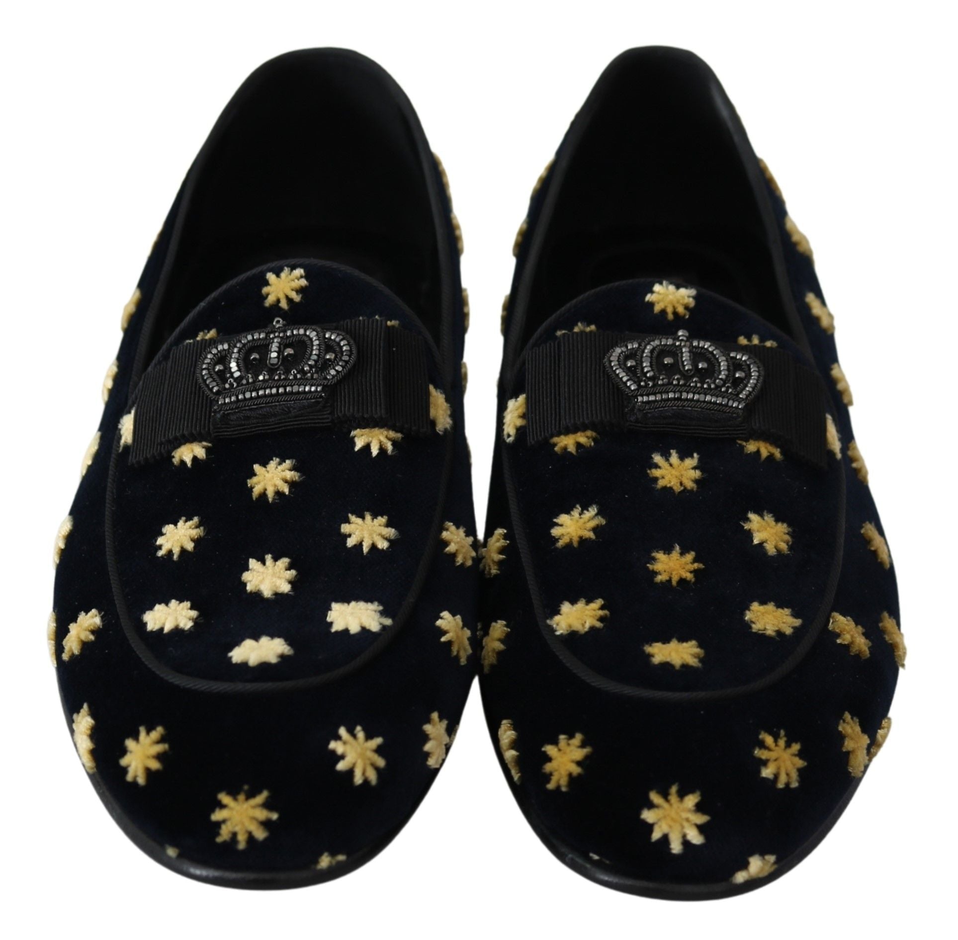Dolce & Gabbana Blue Velvet Crown Slippers Loafers Shoes - Dani Dyers