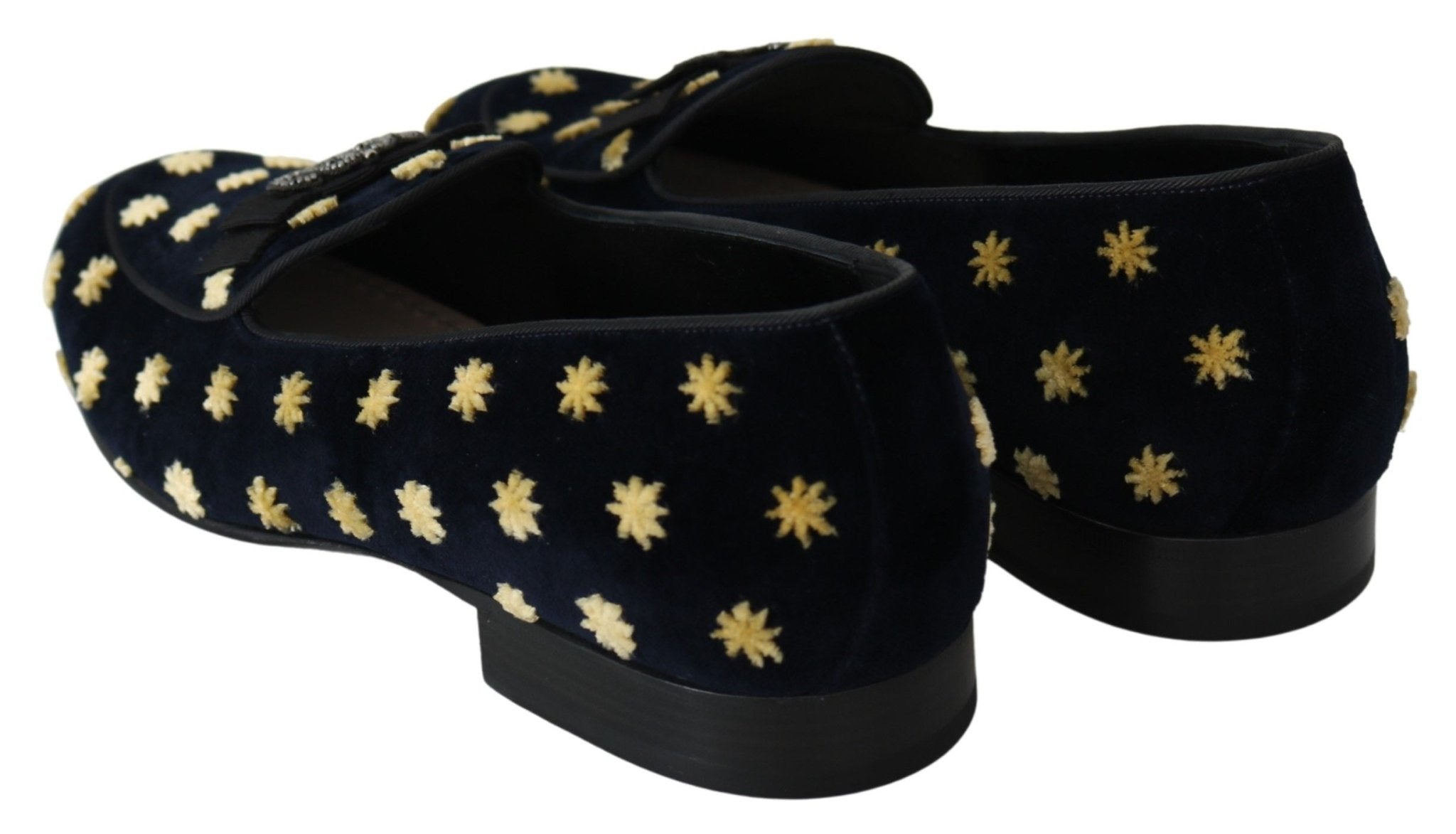 Dolce & Gabbana Blue Velvet Crown Slippers Loafers Shoes - Dani Dyers