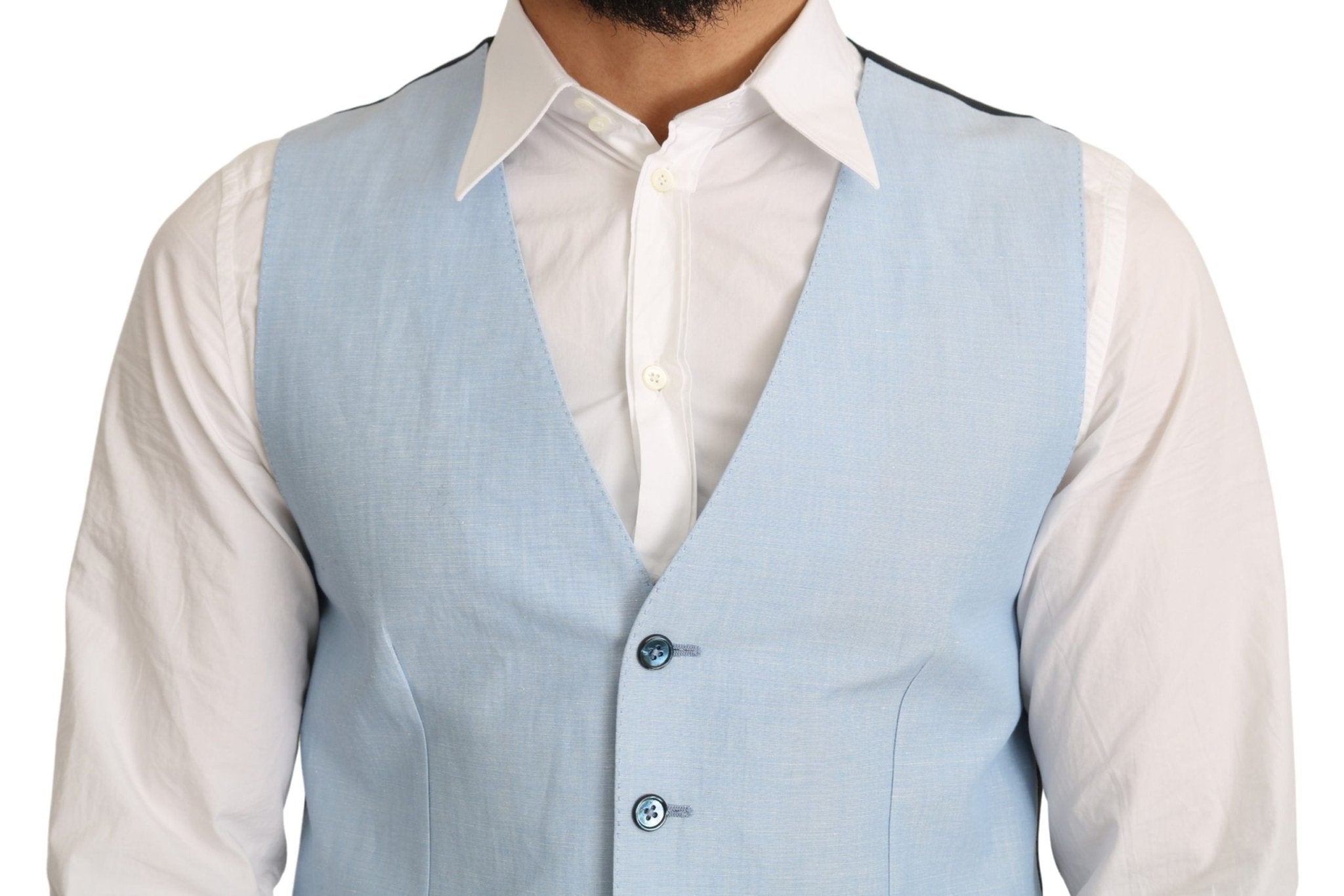 Dolce & Gabbana Blue Viscose Stretch Formal Coat Vest - Dani Dyers