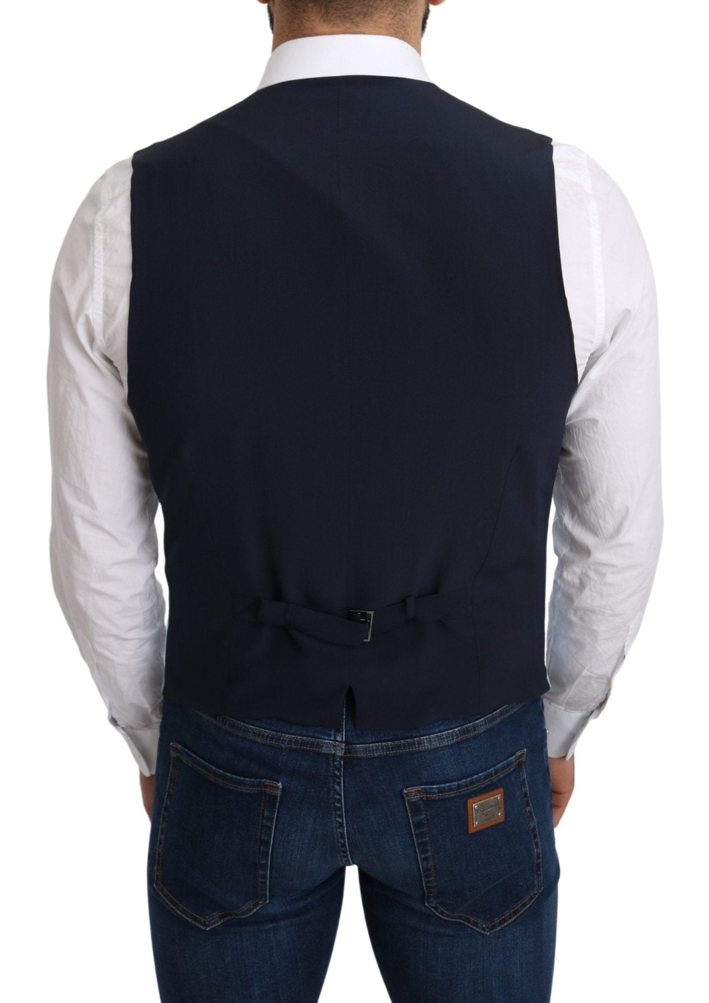 Dolce & Gabbana Blue Viscose Stretch Formal Coat Vest - Dani Dyers