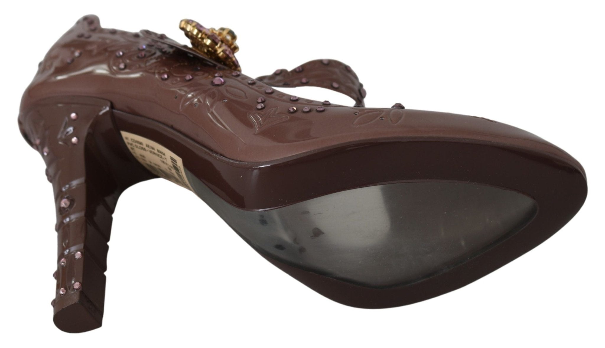 Dolce & Gabbana Brown Floral Crystal CINDERELLA Heels Shoes - Dani Dyers