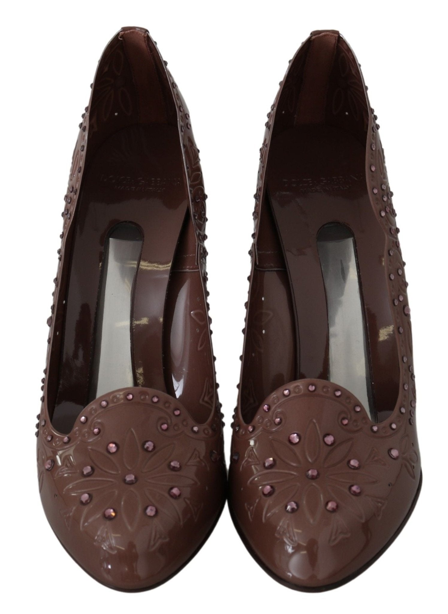 Dolce & Gabbana Brown Floral Crystal Heels CINDERELLA Shoes - Dani Dyers