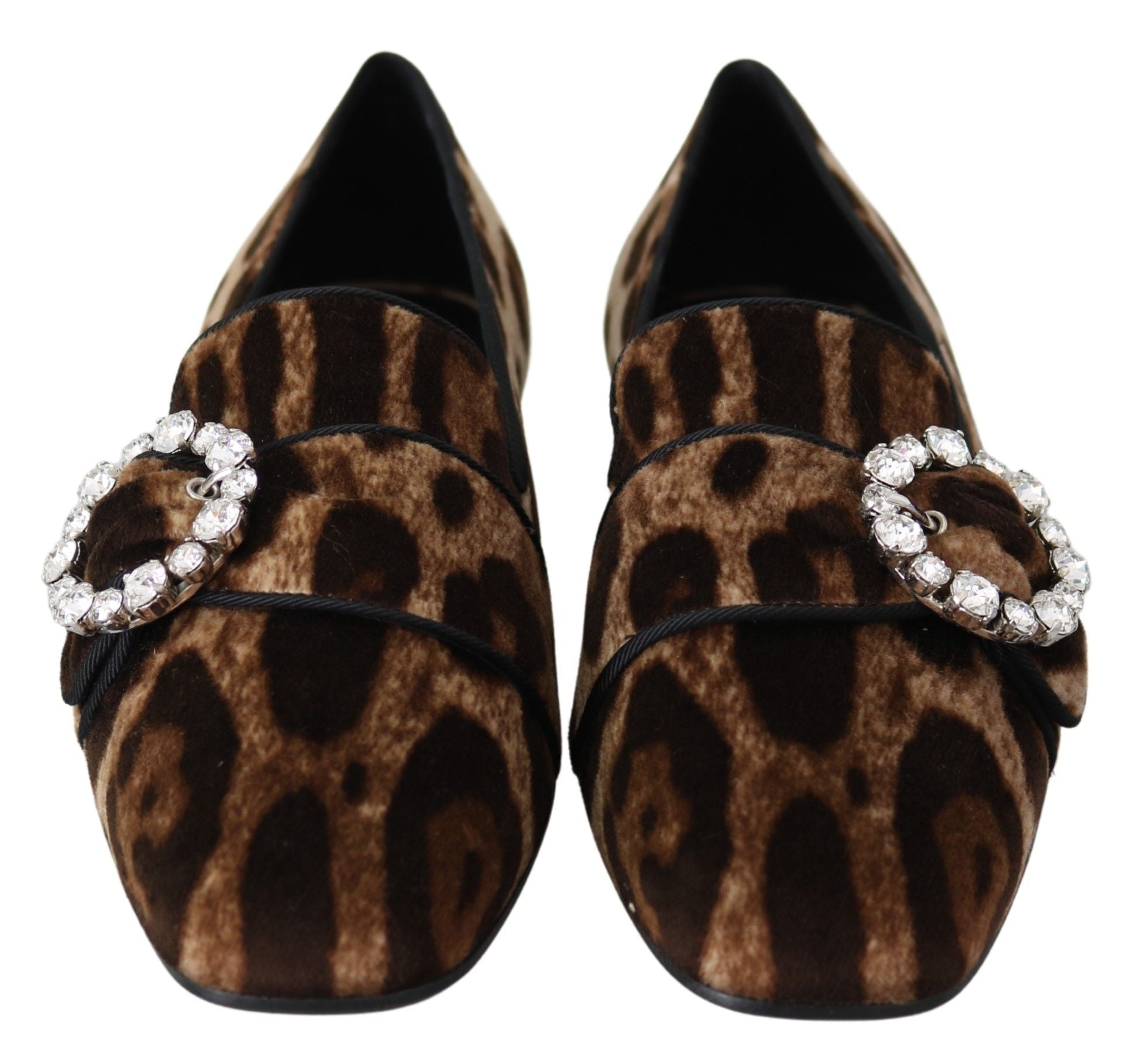 Dolce & Gabbana Brown Leopard Print Crystals Loafers Flats Shoes - Dani Dyers