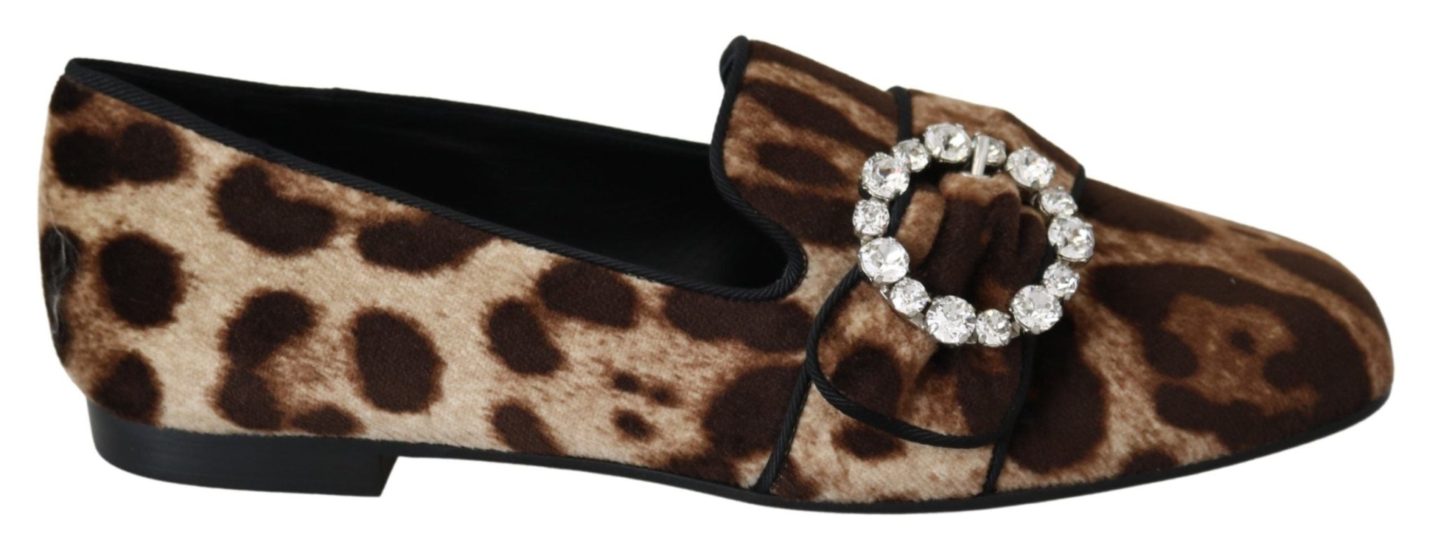 Dolce & Gabbana Brown Leopard Print Crystals Loafers Flats Shoes - Dani Dyers
