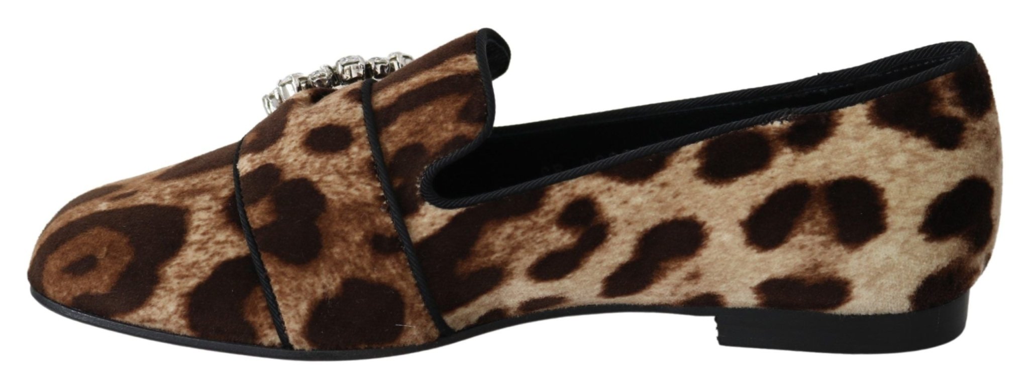 Dolce & Gabbana Brown Leopard Print Crystals Loafers Flats Shoes - Dani Dyers