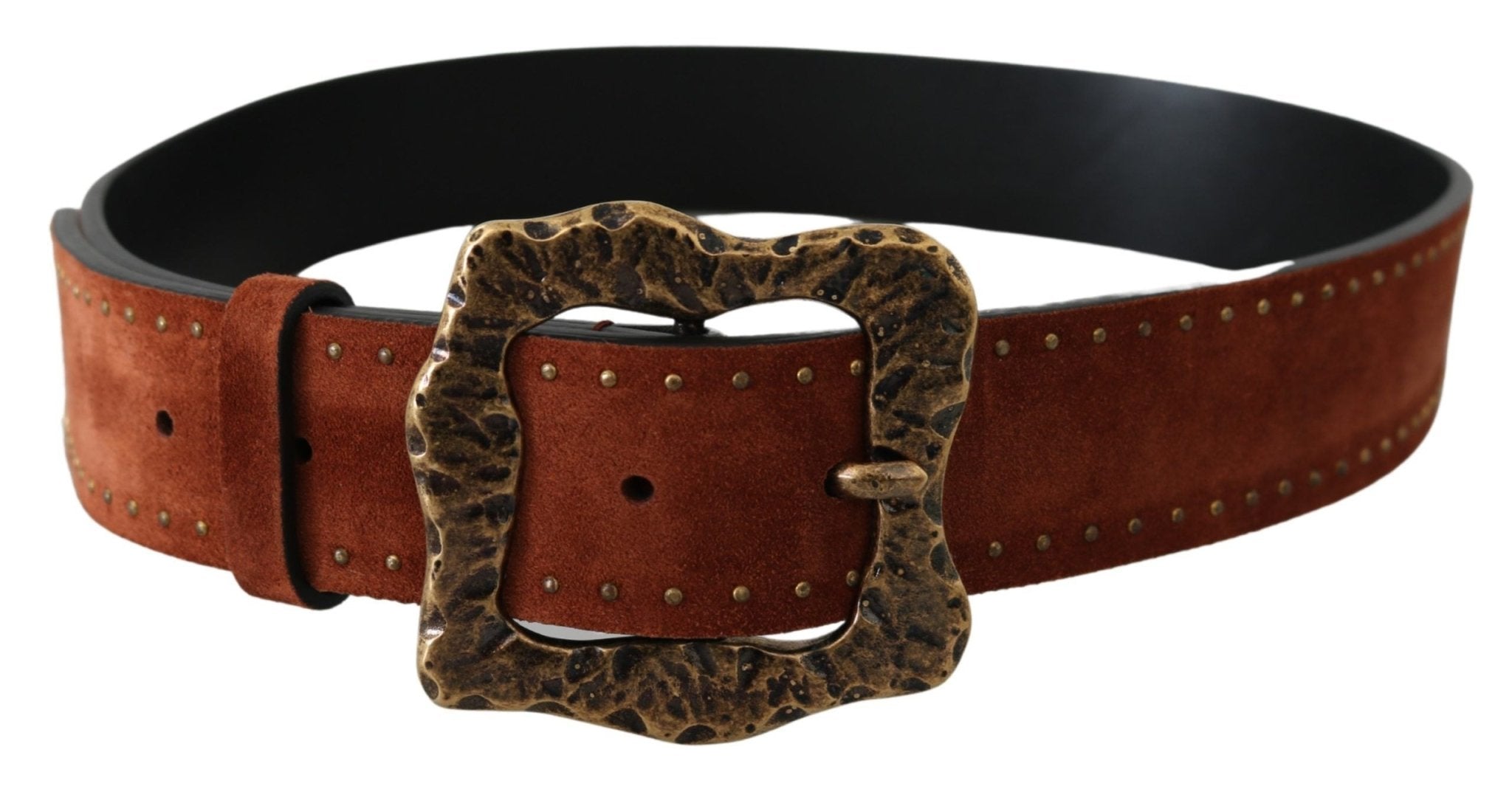 Dolce & Gabbana Brown Suede Leather Studded Baroque Belt - Dani Dyers