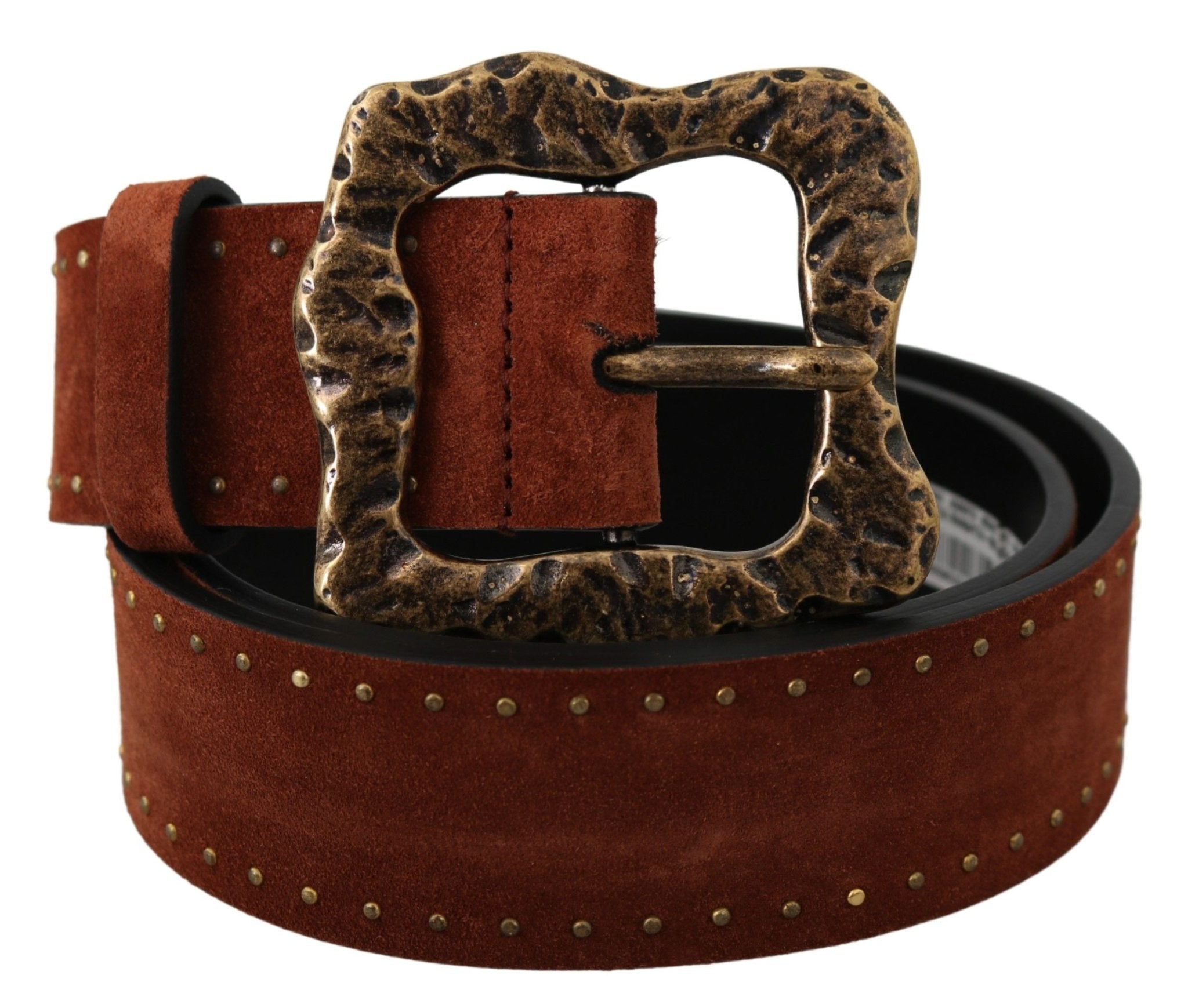 Dolce & Gabbana Brown Suede Leather Studded Baroque Belt - Dani Dyers