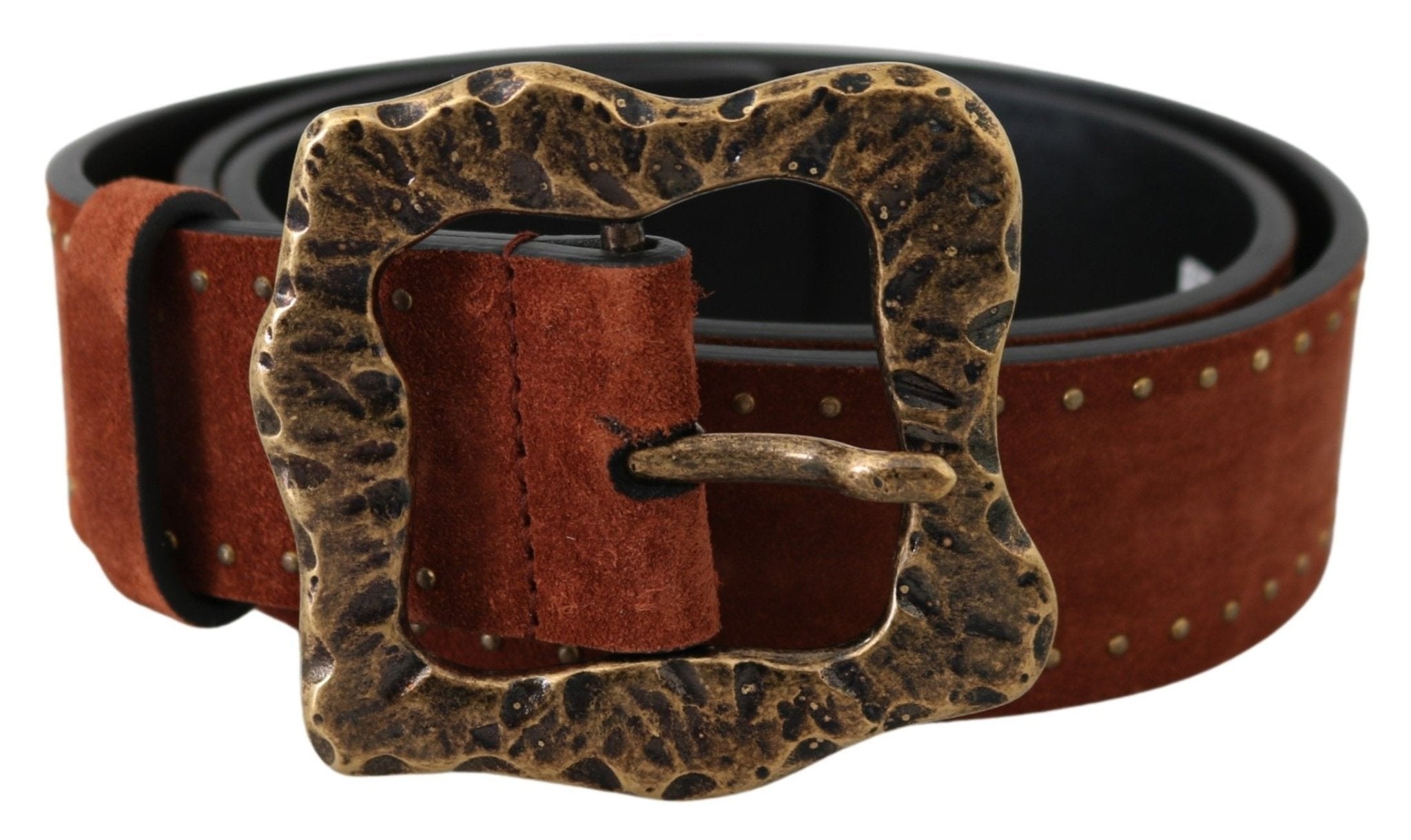 Dolce & Gabbana Brown Suede Leather Studded Baroque Belt - Dani Dyers