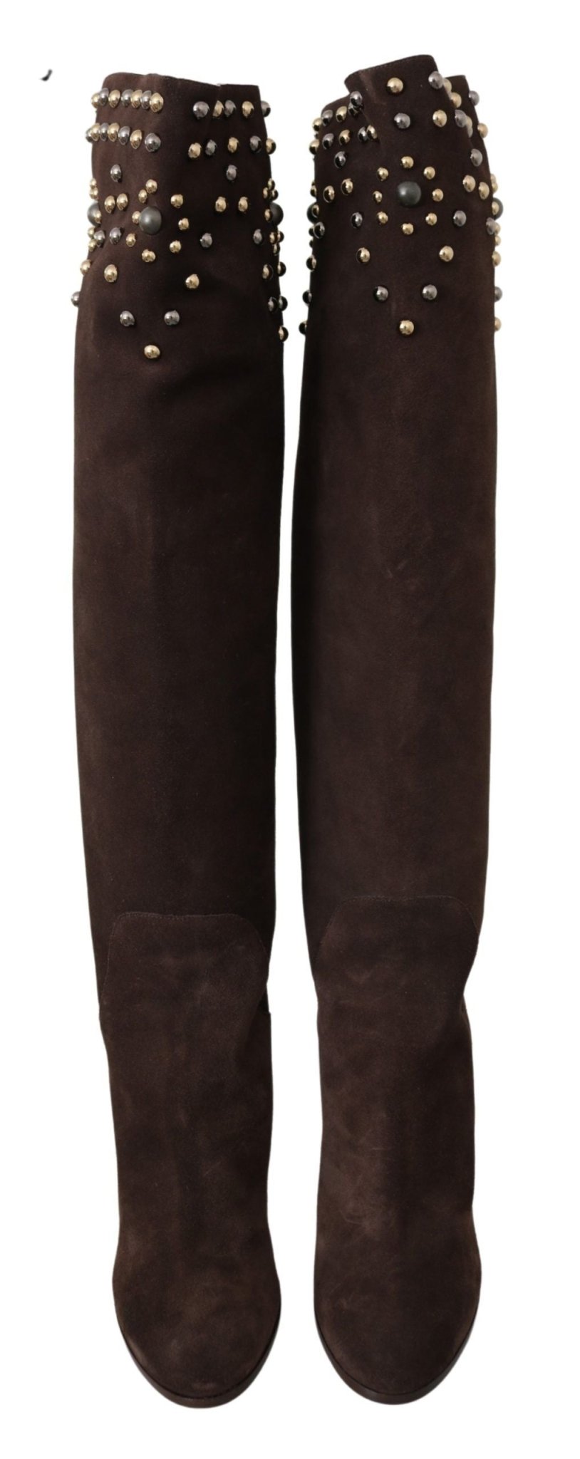 Dolce & Gabbana Brown Suede Studded Knee High Shoes Boots - Dani Dyers