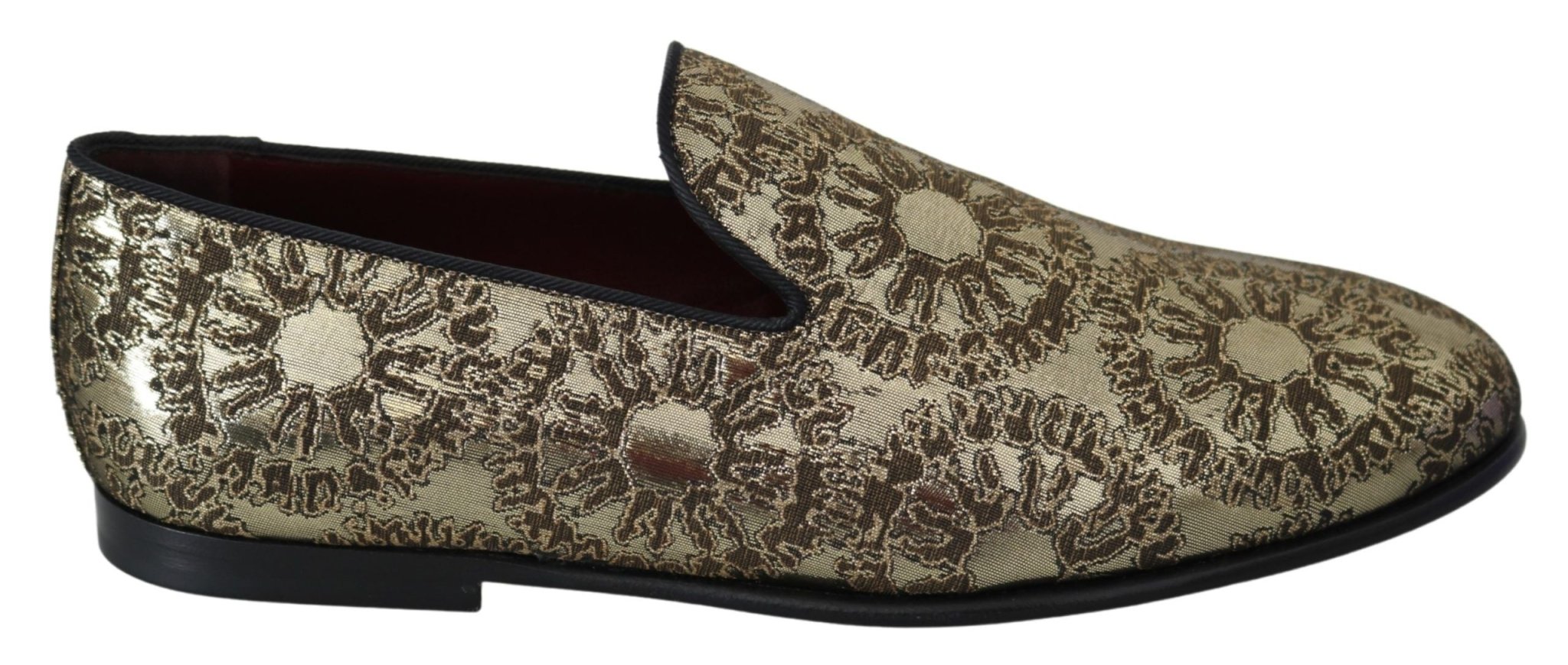 Dolce & Gabbana Gold Jacquard Flats Mens Loafers Shoes - Dani Dyers