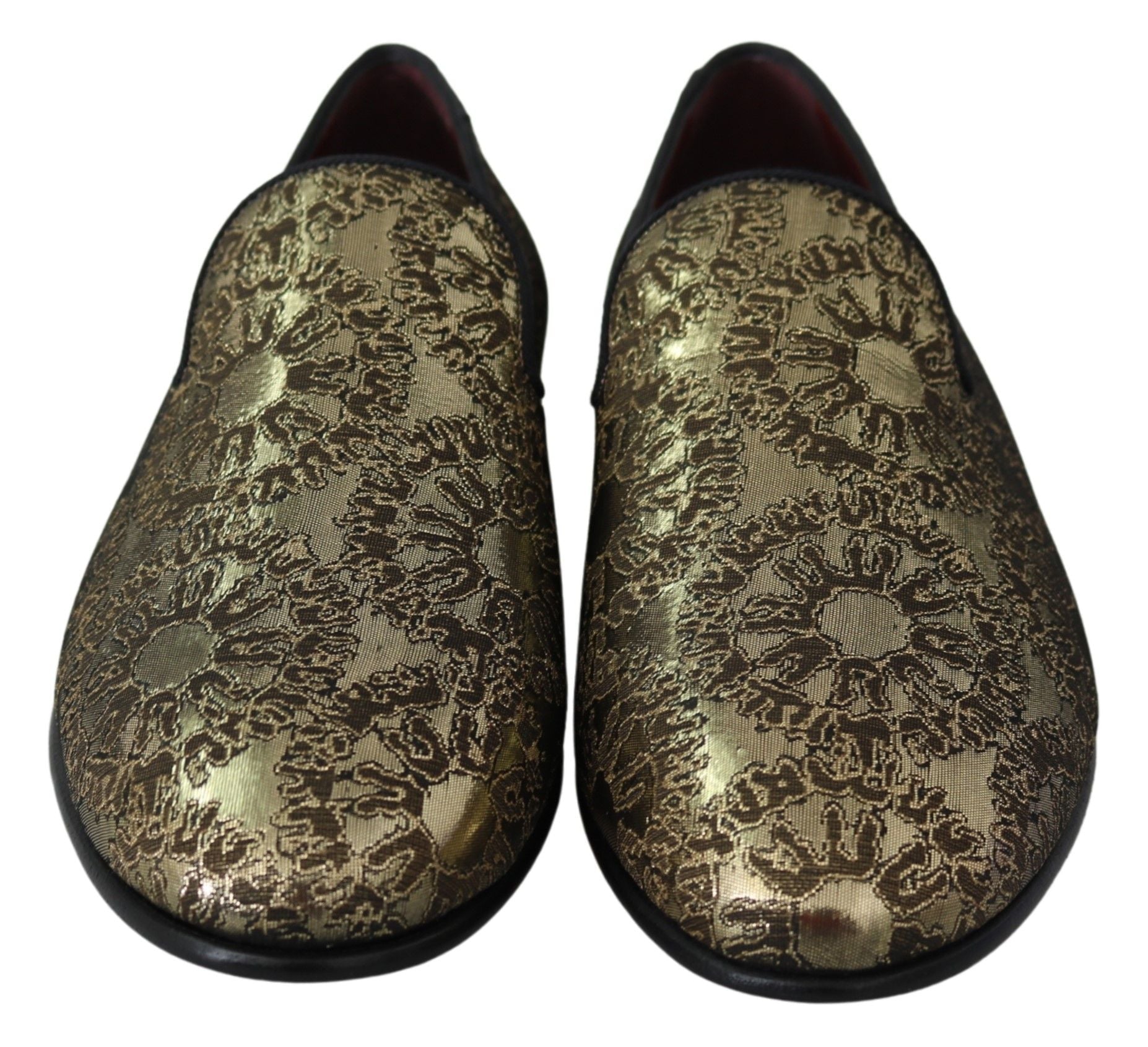 Dolce & Gabbana Gold Jacquard Flats Mens Loafers Shoes - Dani Dyers
