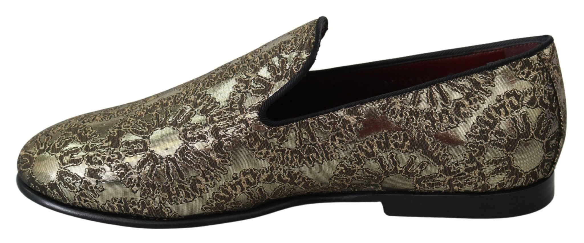 Dolce & Gabbana Gold Jacquard Flats Mens Loafers Shoes - Dani Dyers
