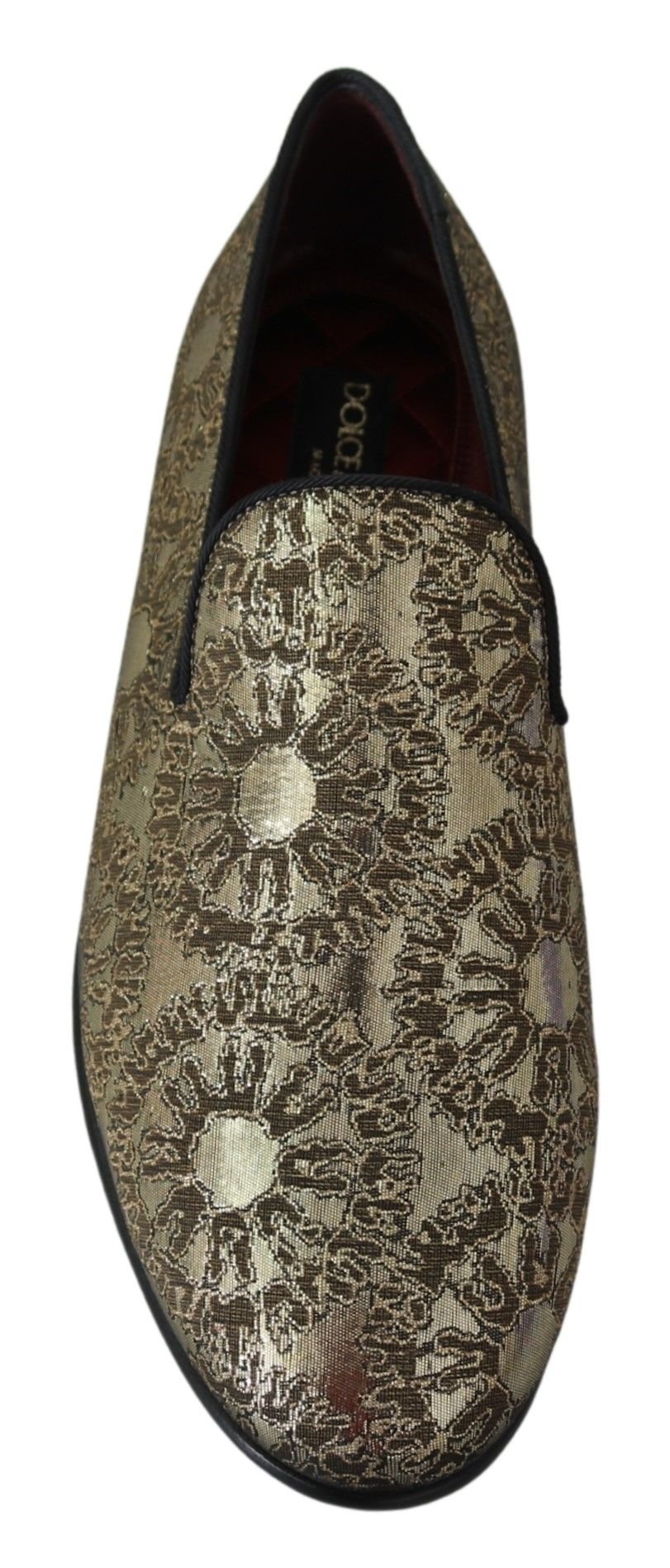Dolce & Gabbana Gold Jacquard Flats Mens Loafers Shoes - Dani Dyers