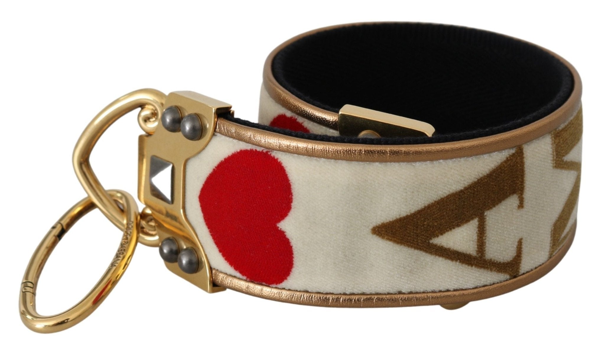 Dolce & Gabbana Gold White Textile Leather AMORE Shoulder Strap - Dani Dyers