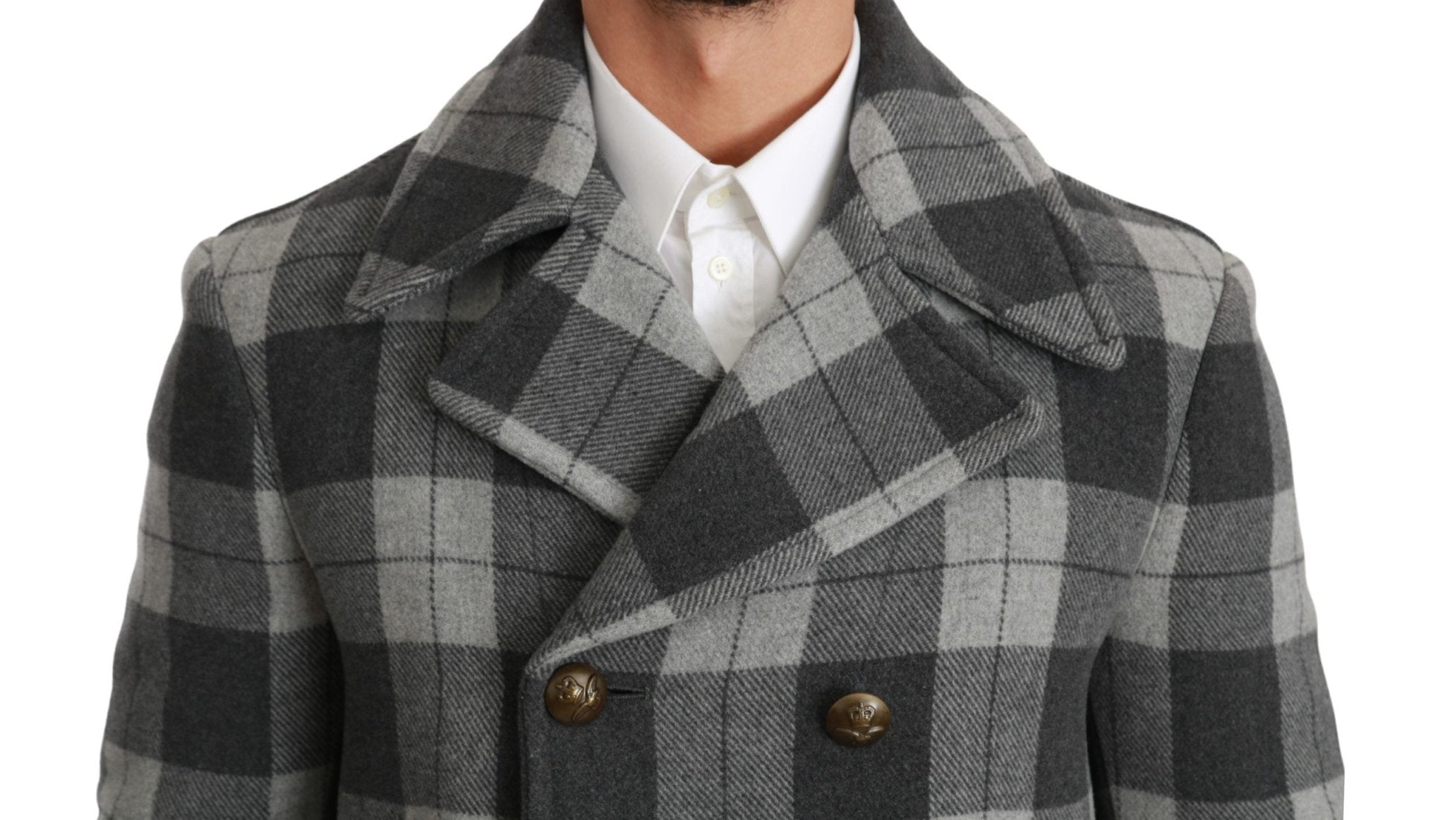 Dolce & Gabbana Gray Check Wool Cashmere Coat Jacket - Dani Dyers