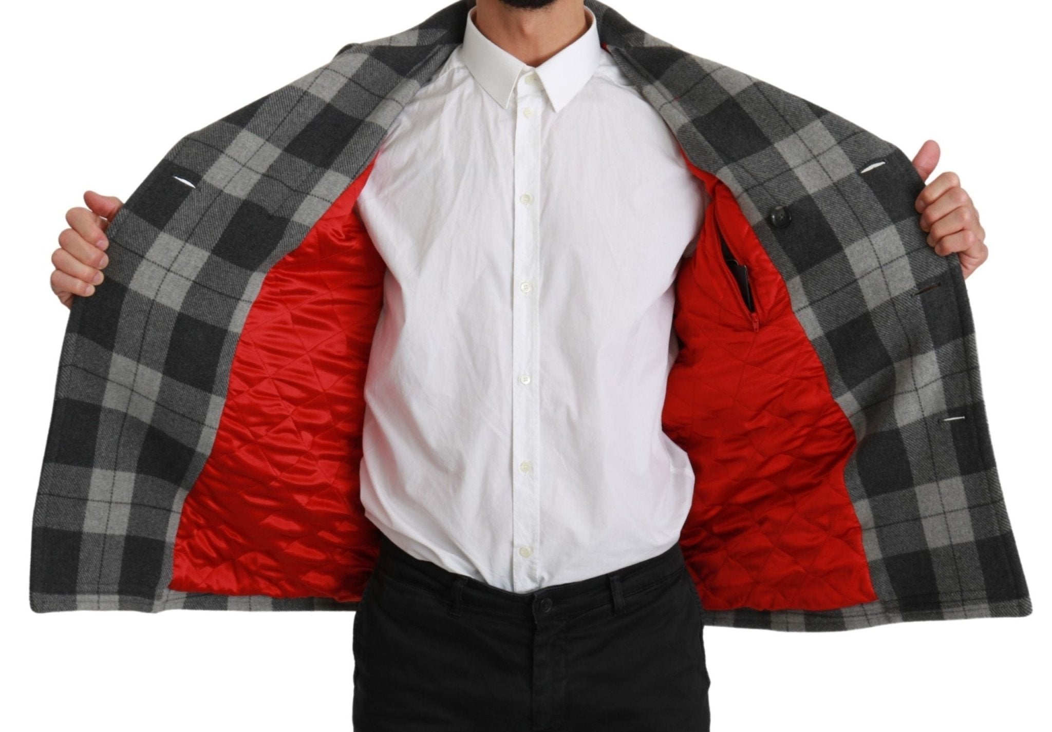 Dolce & Gabbana Gray Check Wool Cashmere Coat Jacket - Dani Dyers