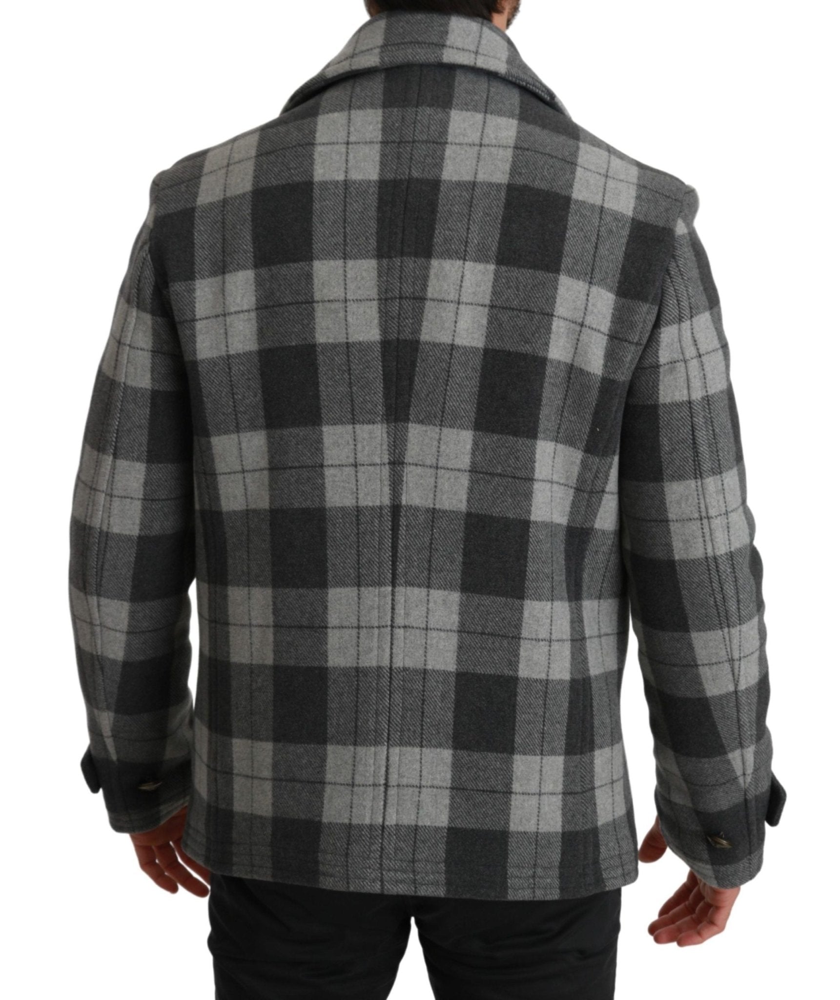 Dolce & Gabbana Gray Check Wool Cashmere Coat Jacket - Dani Dyers