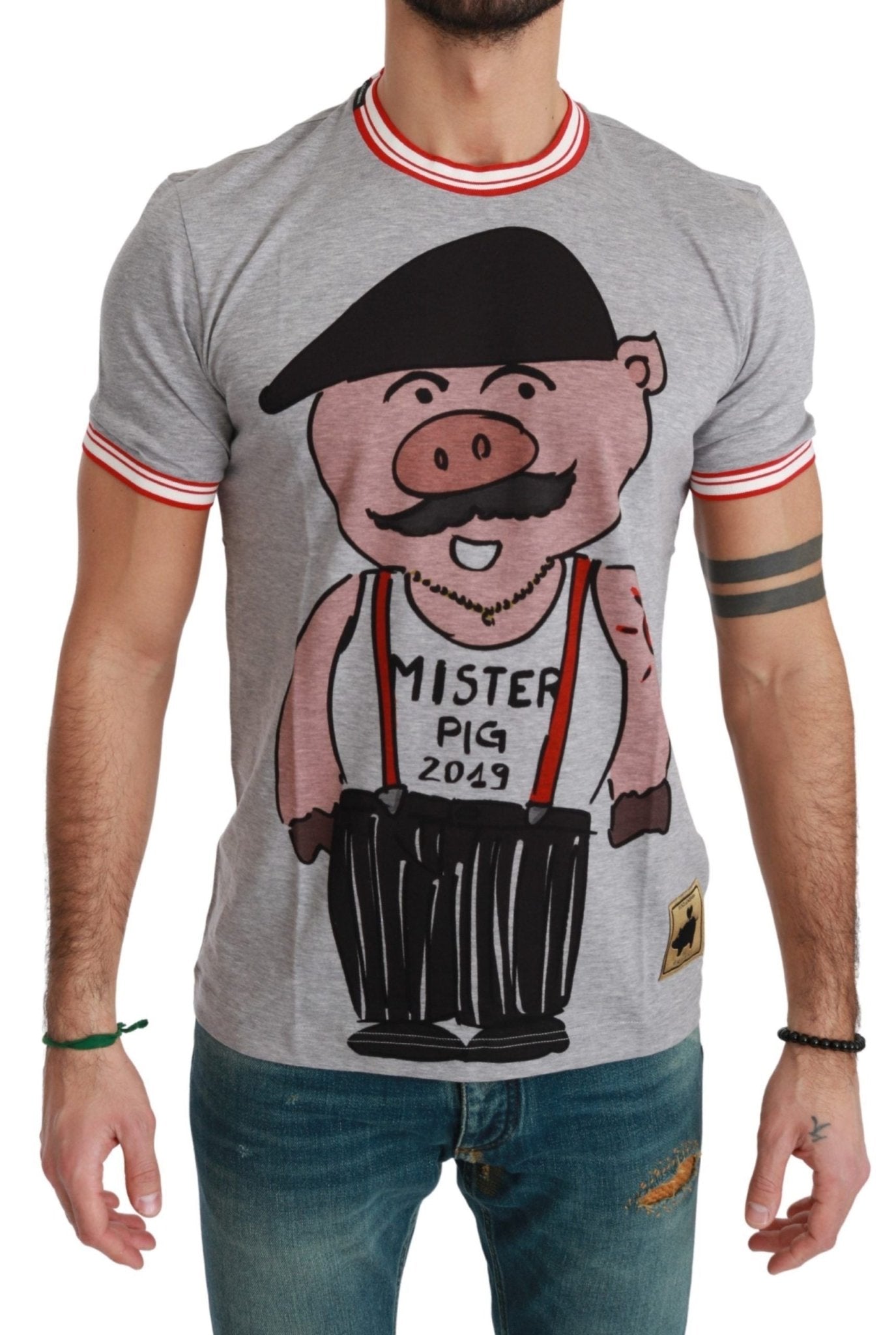Dolce & Gabbana Gray Cotton Top 2019 Year of the Pig T-shirt - Dani Dyers