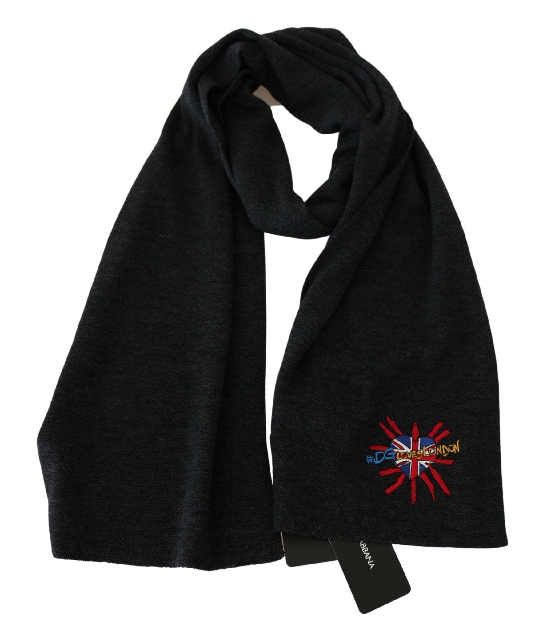 Dolce & Gabbana Gray DGLovesLondon Wool Wrap Wool Scarf - Dani Dyers