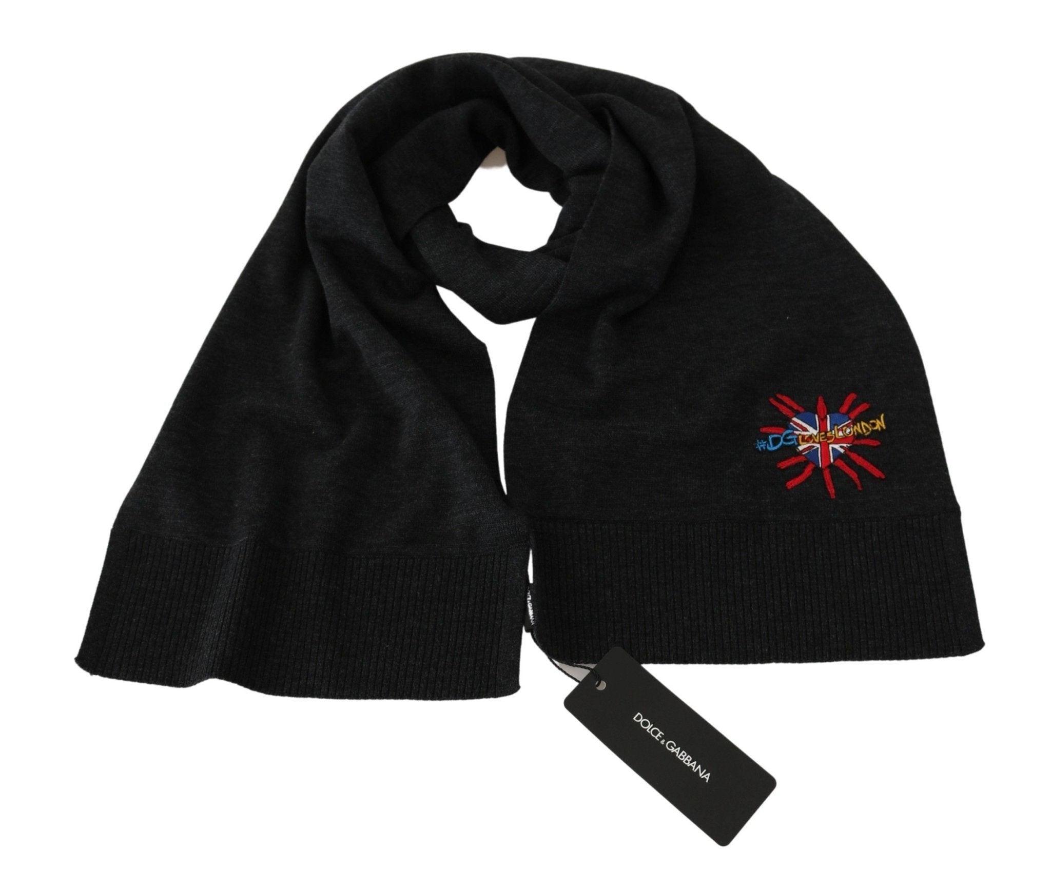 Dolce & Gabbana Gray DGLovesLondon Wrap Shawl Wool Scarf - Dani Dyers