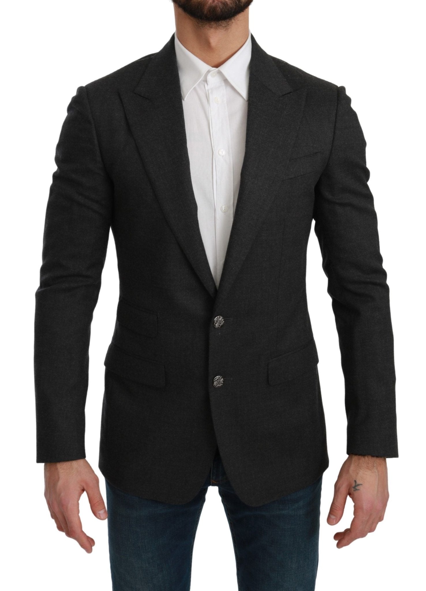 Dolce & Gabbana Gray NAPOLI Slim Fit Jacket Wool Blazer - Dani Dyers