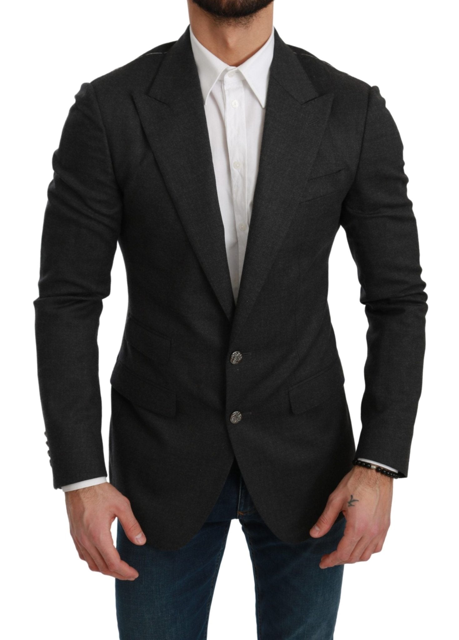Dolce & Gabbana Gray NAPOLI Slim Fit Jacket Wool Blazer - Dani Dyers