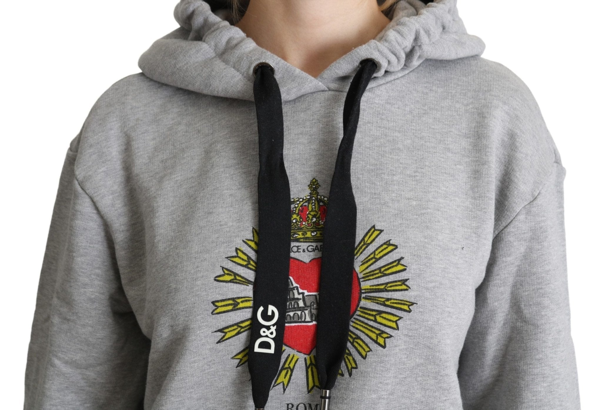 Dolce & Gabbana Gray Printed Hooded Exclusive Logo Sweater - Dani Dyers