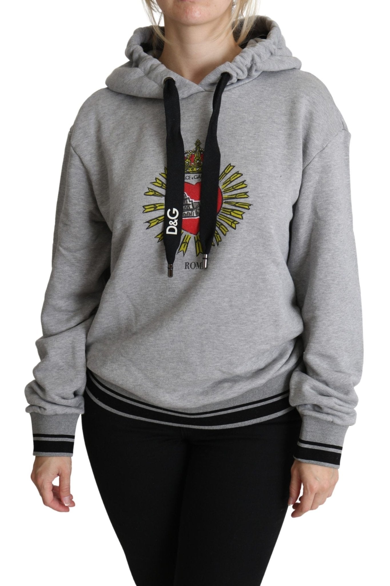 Dolce & Gabbana Gray Printed Hooded Exclusive Logo Sweater - Dani Dyers