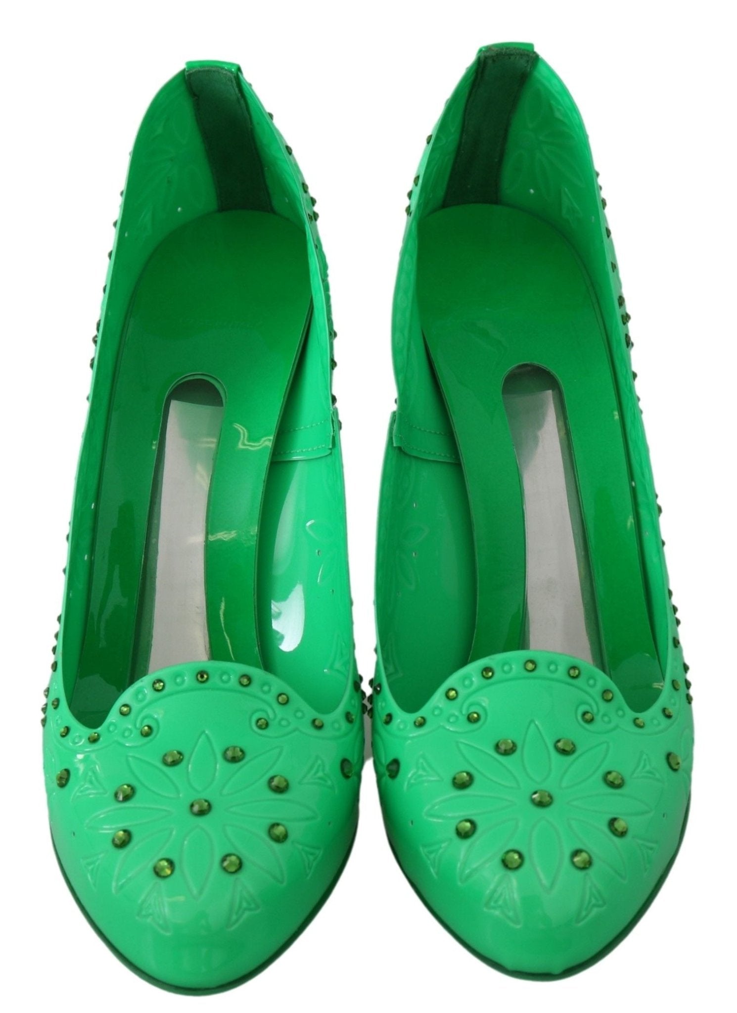 Dolce & Gabbana Green Crystal Floral CINDERELLA Heels Shoes - Dani Dyers