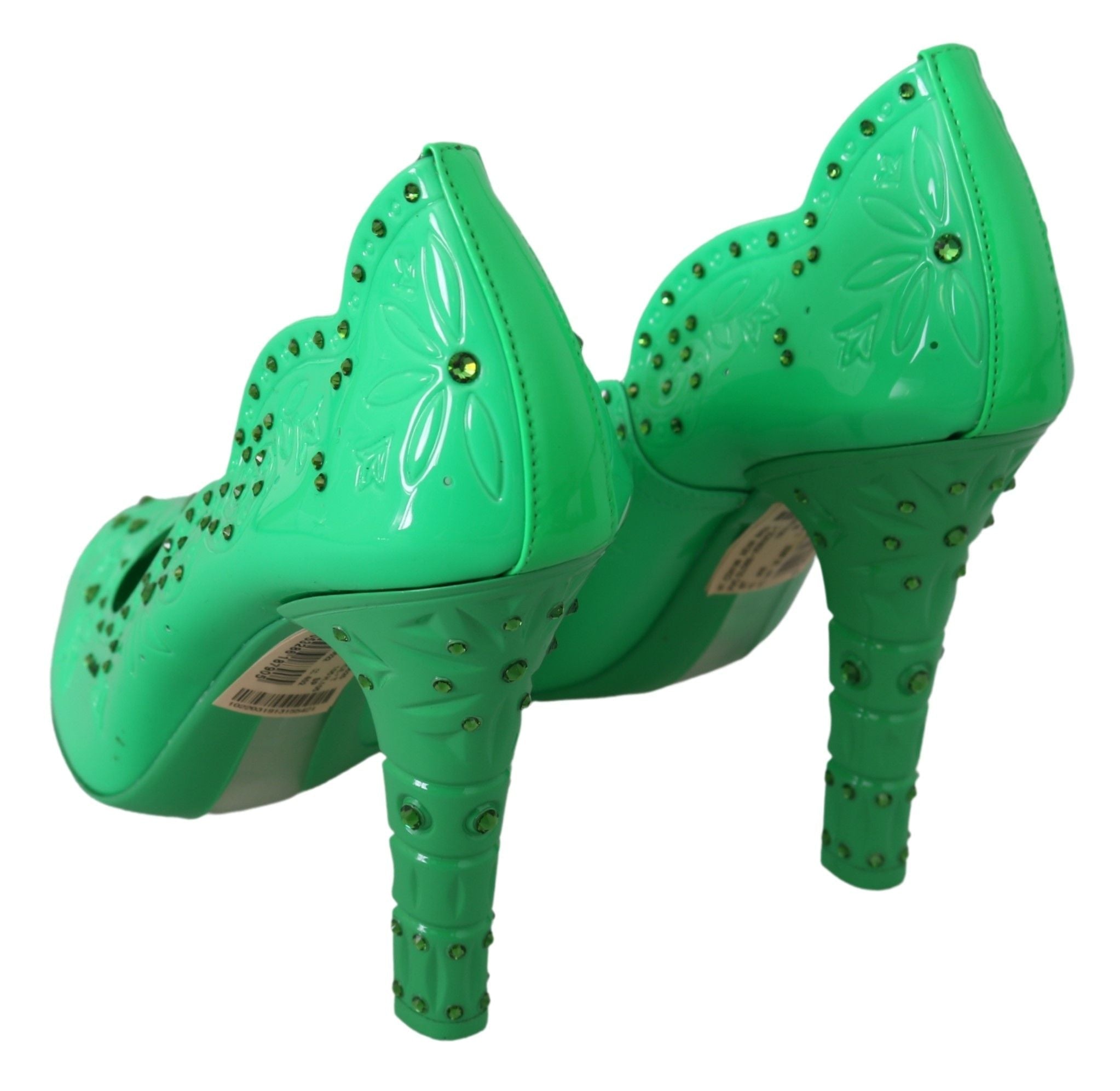 Dolce & Gabbana Green Crystal Floral Heels CINDERELLA Shoes - Dani Dyers