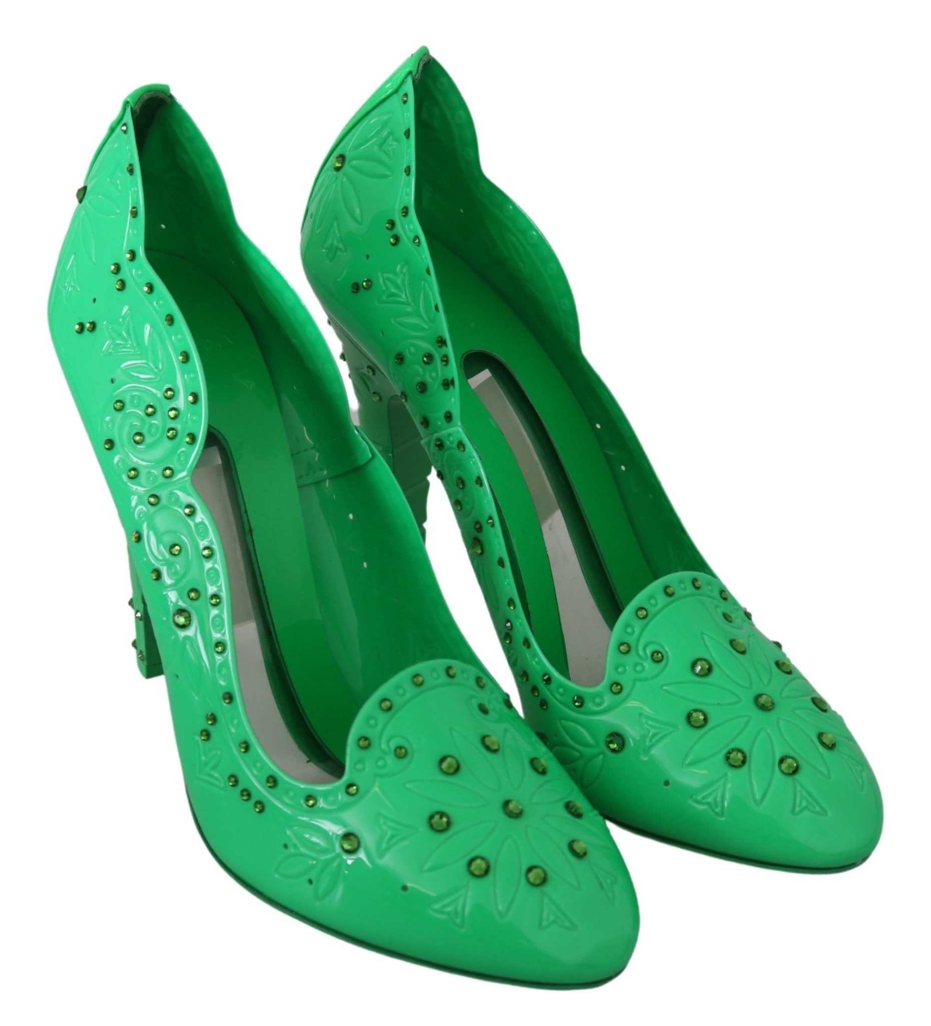 Dolce & Gabbana Green Crystal Floral Heels CINDERELLA Shoes - Dani Dyers