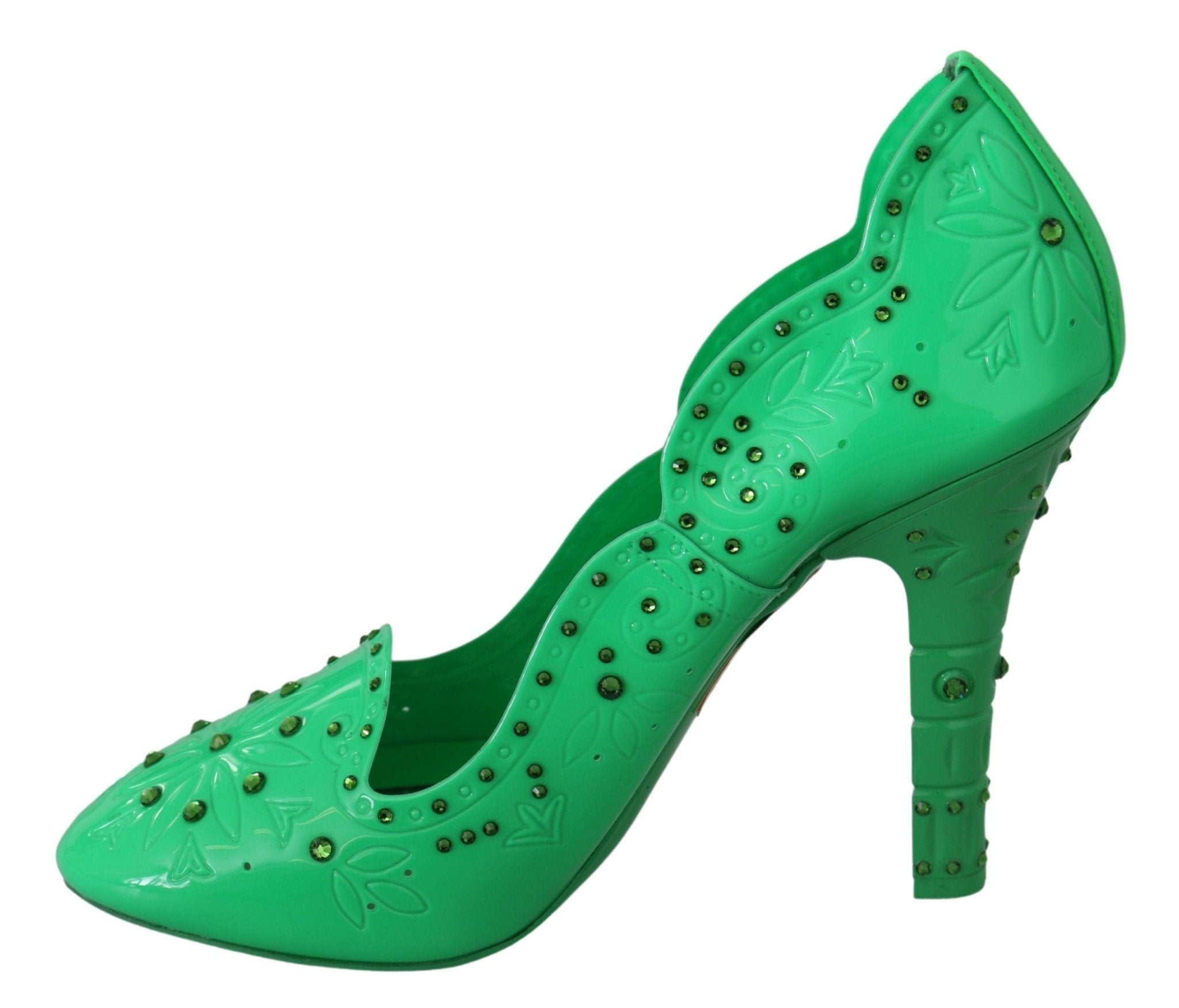 Dolce & Gabbana Green Crystal Floral Heels CINDERELLA Shoes - Dani Dyers