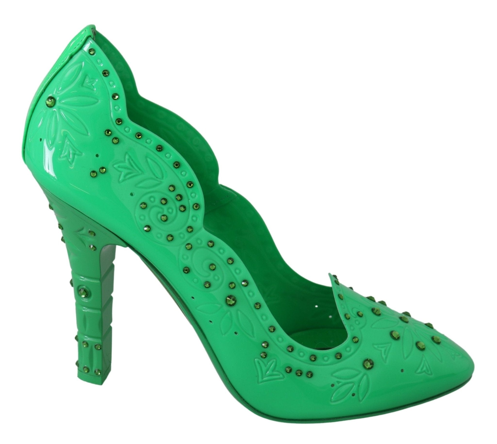 Dolce & Gabbana Green Crystal Floral Heels CINDERELLA Shoes - Dani Dyers