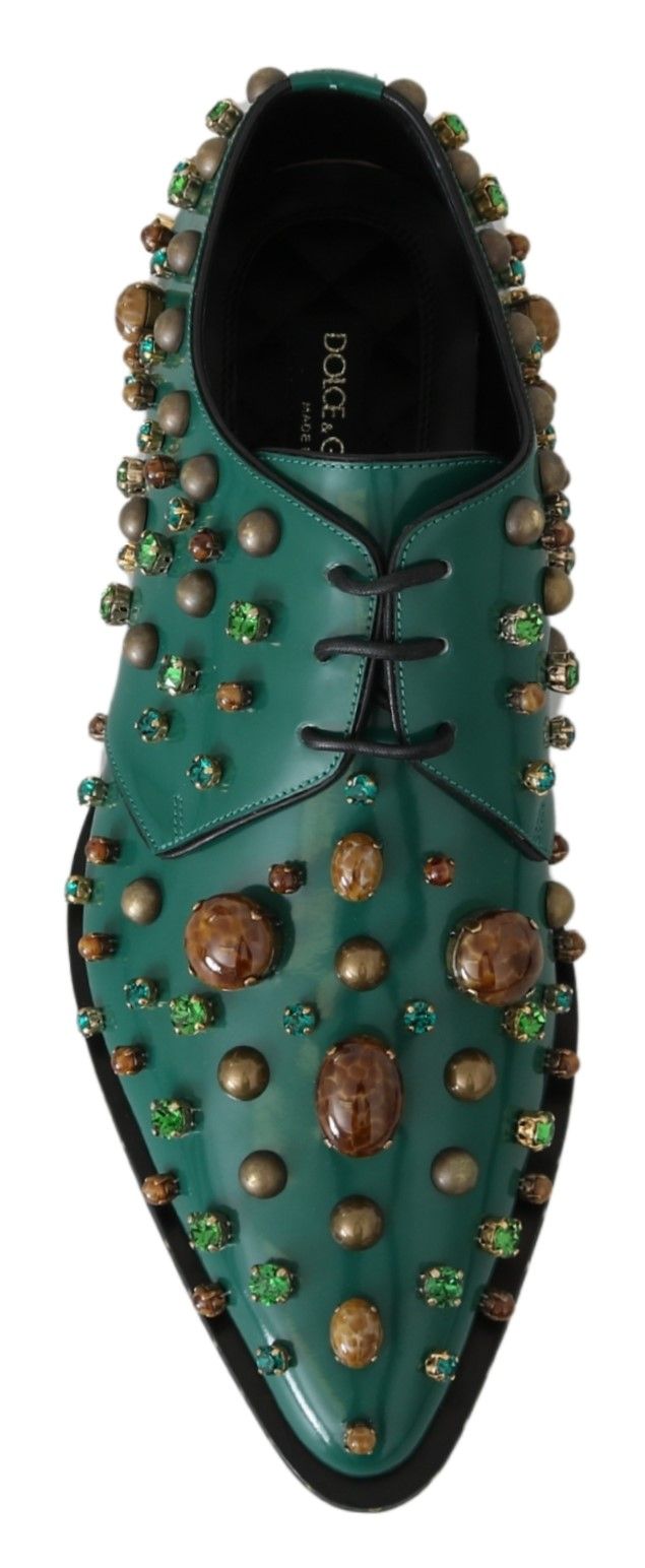 Dolce & Gabbana Green Leather Crystal Dress Broque Shoes - Dani Dyers