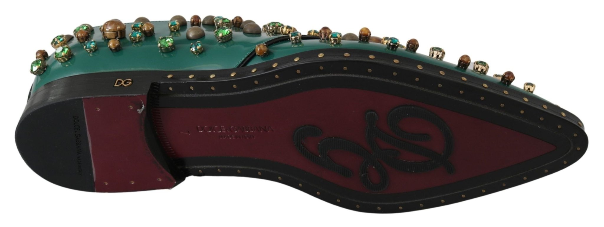 Dolce & Gabbana Green Leather Crystal Dress Broque Shoes - Dani Dyers