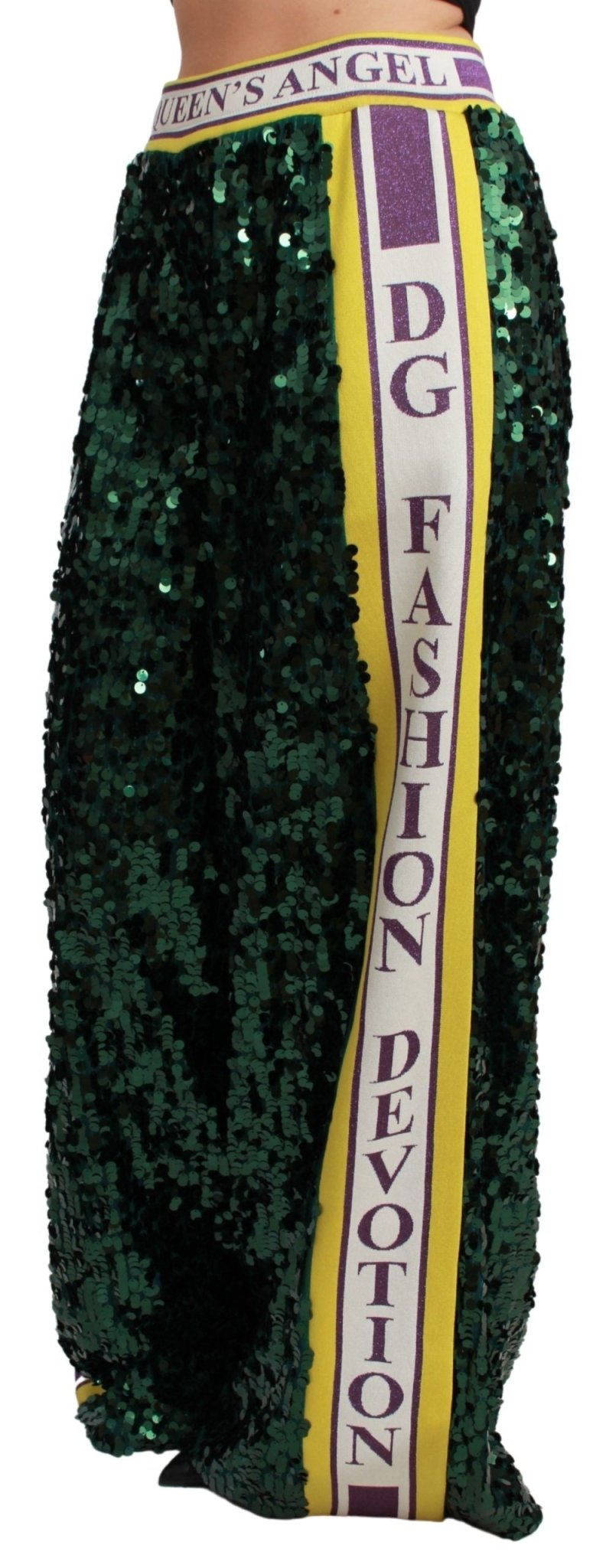 Dolce & Gabbana Green Sequin Trousers Queens Angel Pants - Dani Dyers