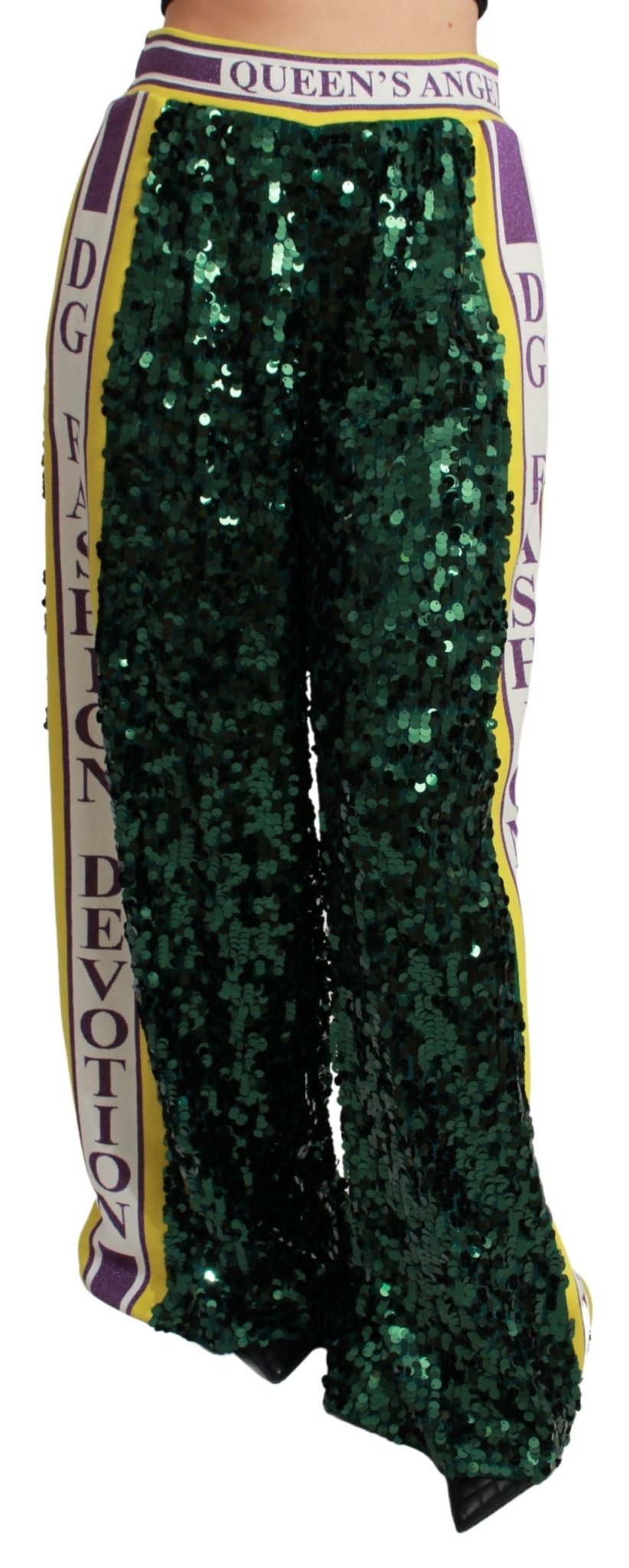 Dolce & Gabbana Green Sequin Trousers Queens Angel Pants - Dani Dyers