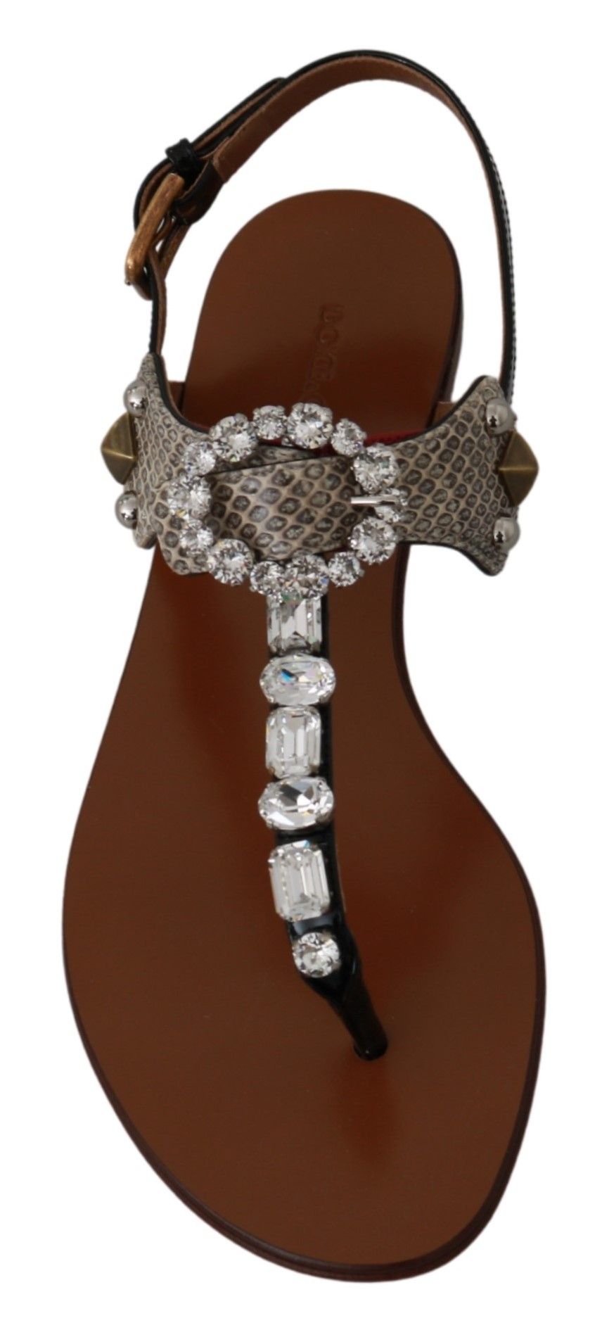 Dolce & Gabbana Leather Ayers Crystal Sandals Flip Flops Shoes - Dani Dyers