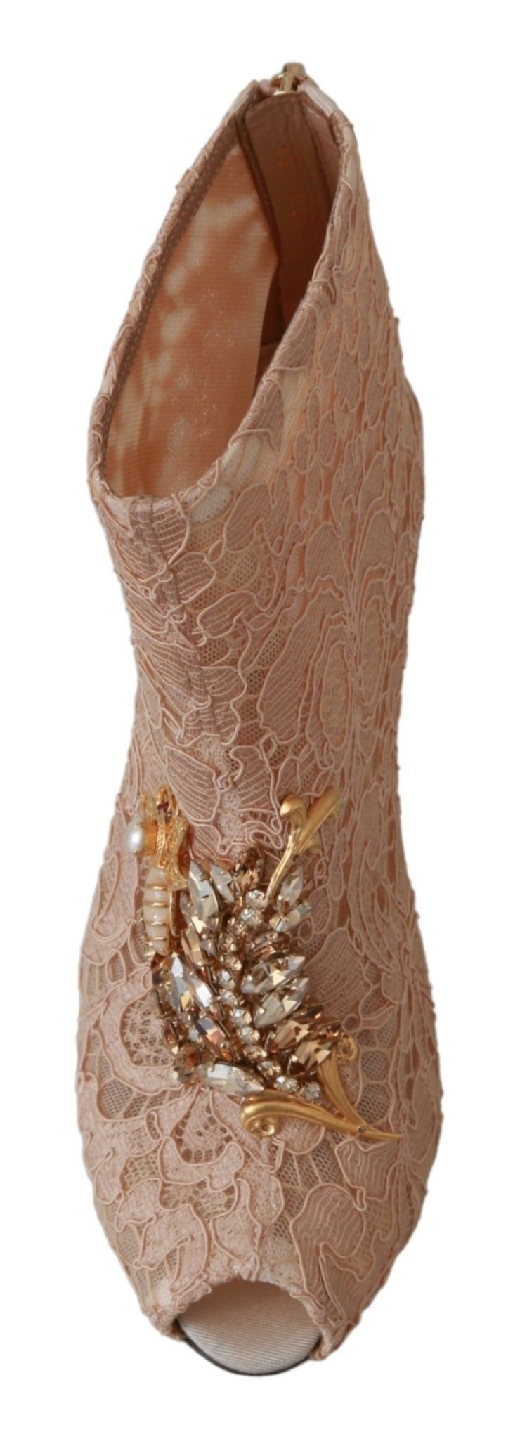 Dolce & Gabbana Pink Crystal Lace Booties Stilettos Shoes - Dani Dyers