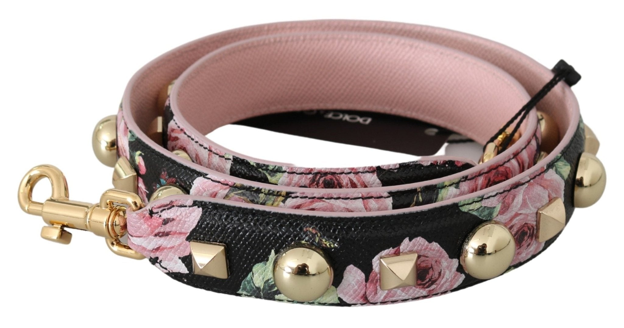 Dolce & Gabbana Pink Floral Leather Stud Accessory Shoulder Strap - Dani Dyers