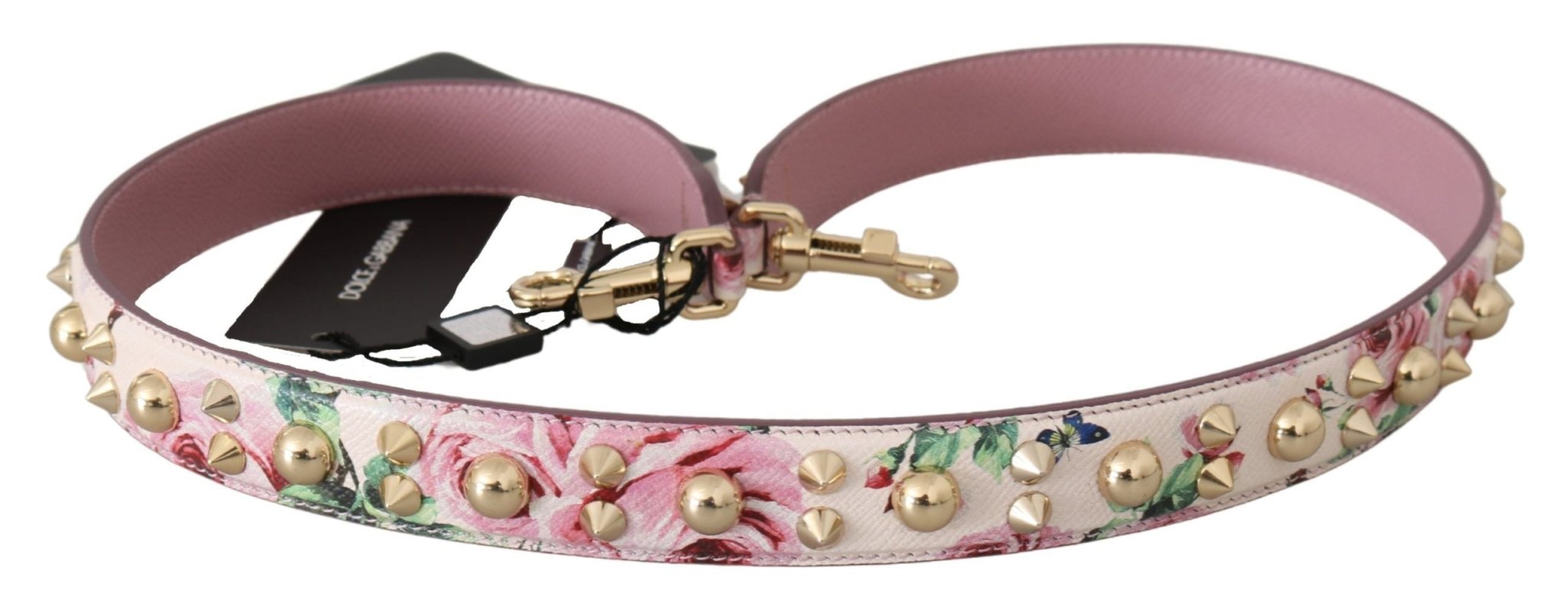 Dolce & Gabbana Pink Floral Leather Stud Accessory Shoulder Strap - Dani Dyers