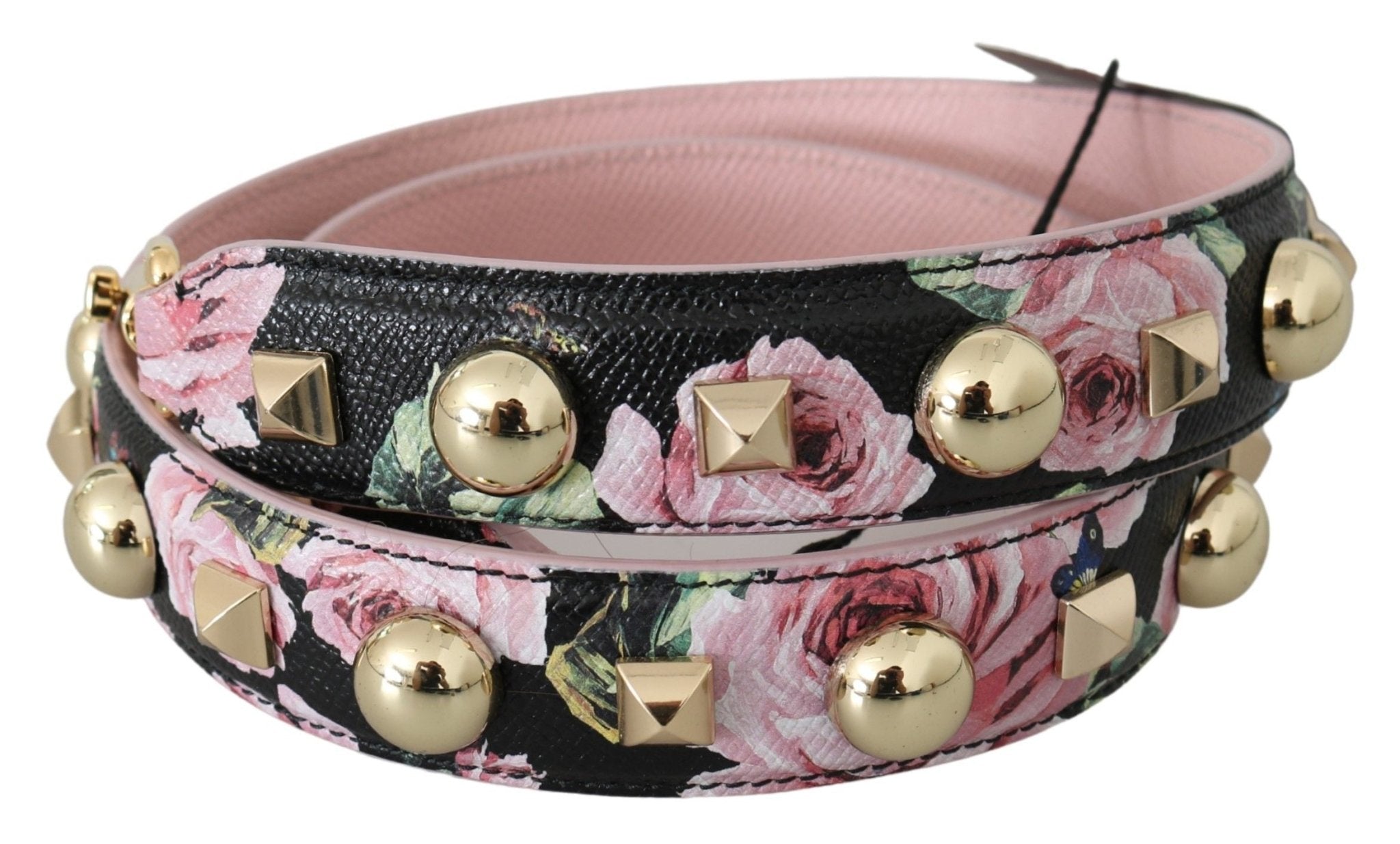 Dolce & Gabbana Pink Floral Leather Stud Accessory Shoulder Strap - Dani Dyers