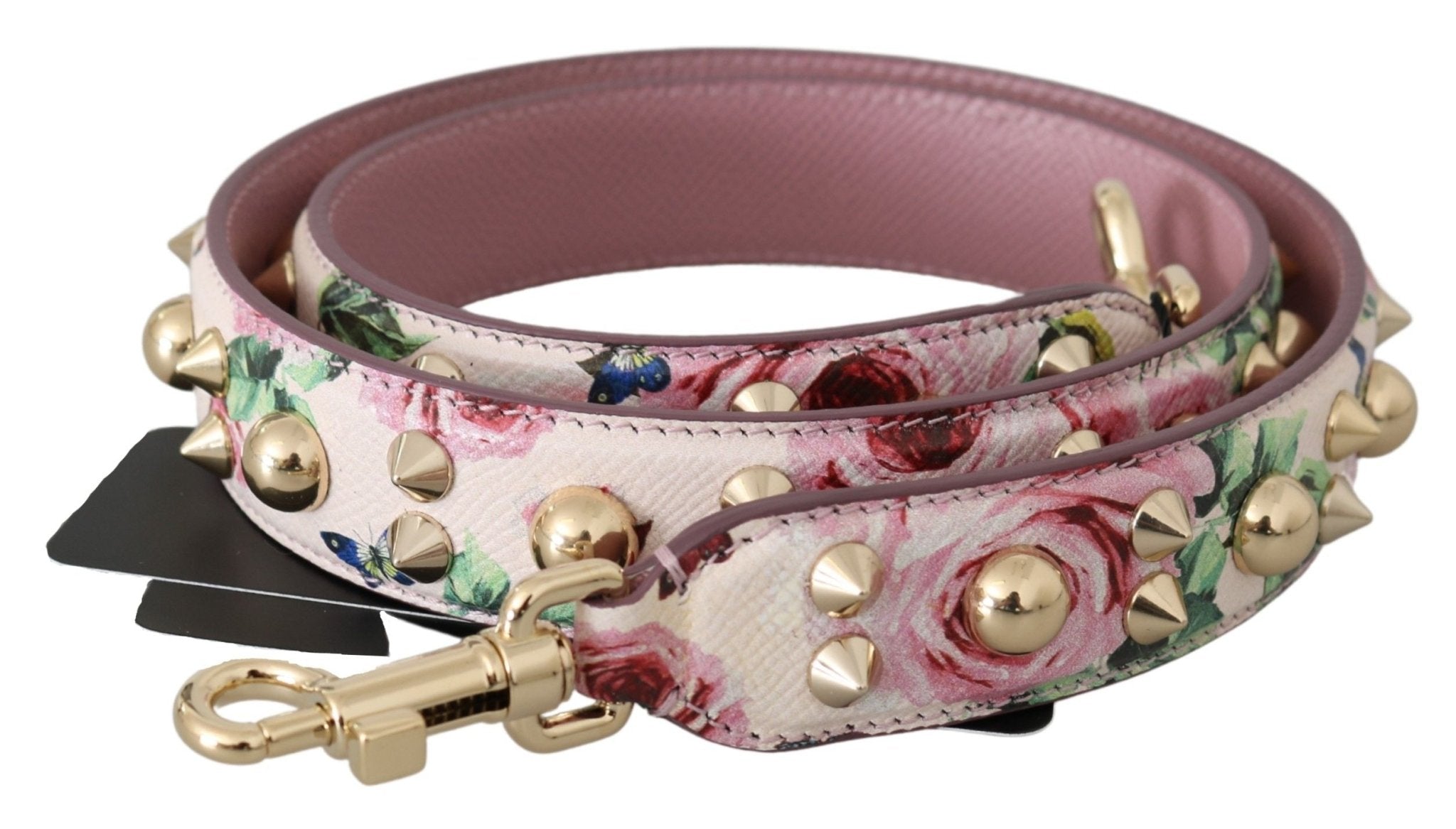 Dolce & Gabbana Pink Floral Leather Stud Accessory Shoulder Strap - Dani Dyers