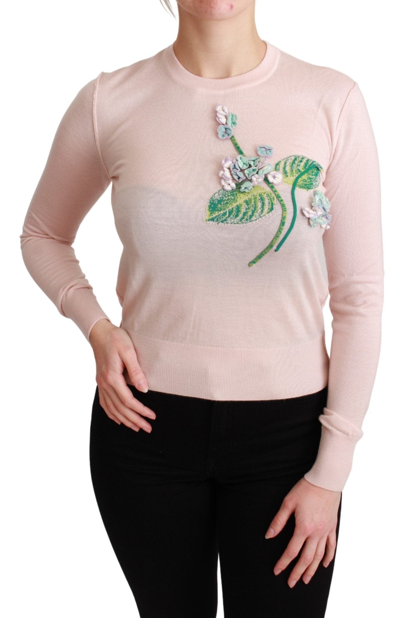 Dolce & Gabbana Pink Floral Silk Cashmere Pullover Sweater - Dani Dyers